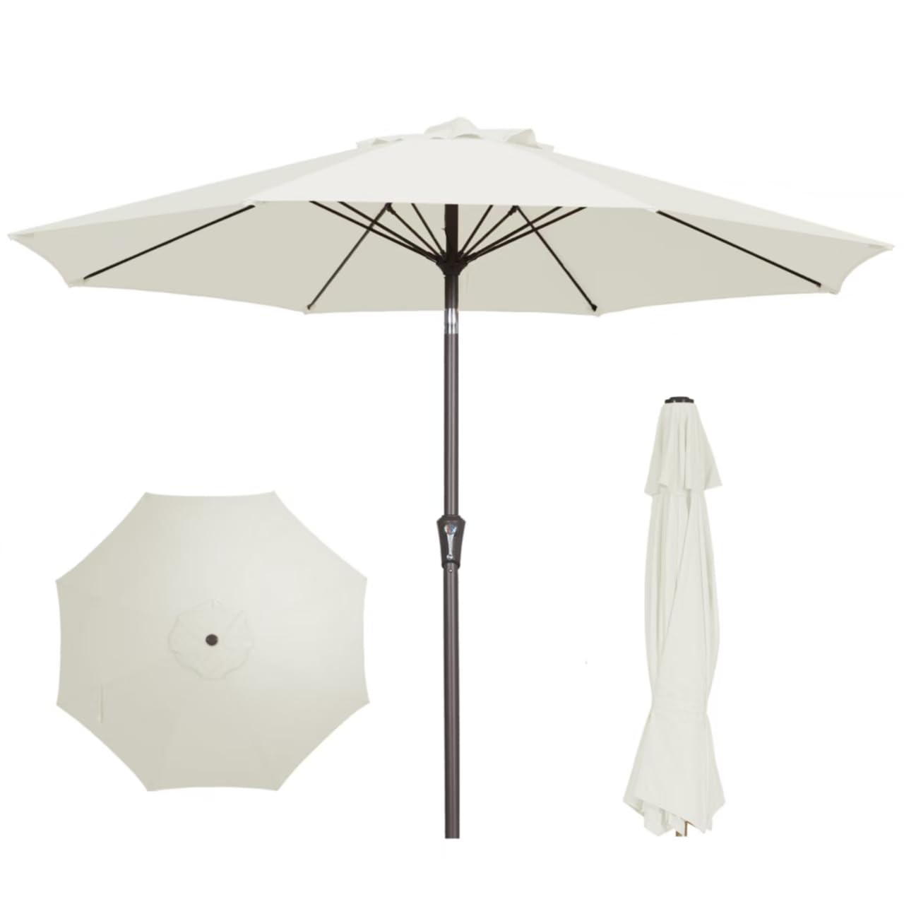 PatioKingdom 9FT Patio Outdoor Umbrella-UPF 50+ Sun Shade with Wind Vent, Push-Button Tilt & Smooth Crank Lift, Rust-Resistant Fiberglass Frame for Garden, Backyard,Yard (Navy)