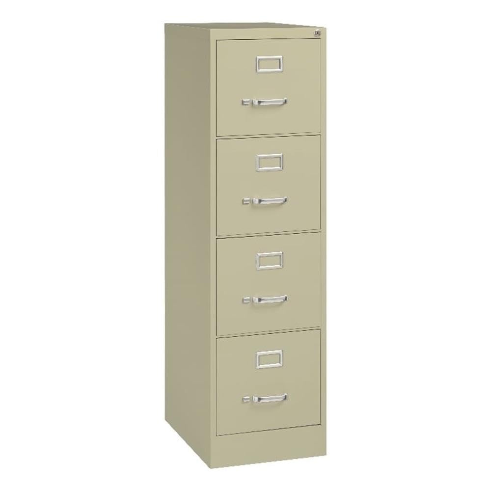 Scranton & Co 22" 4-Drawer Metal Letter Width Vertical Filing Cabinet in Beige, Lockable, Sturdy Steel Construction, Office or Home Use, Durable Letter Size File Storage