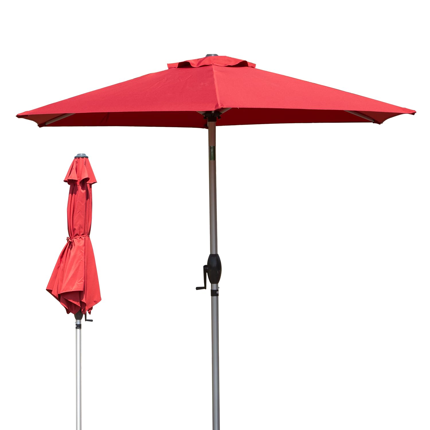 Domi 7.5FT Patio Umbrella Outdoor Market Umbrella with Silver Aluminum Pole, UV Resistant Canopy, Wind Vent, Tilt & Crank System, Perfect for Patio, Garden, Deck, Pool, Outdoor Dining, Navy Blue