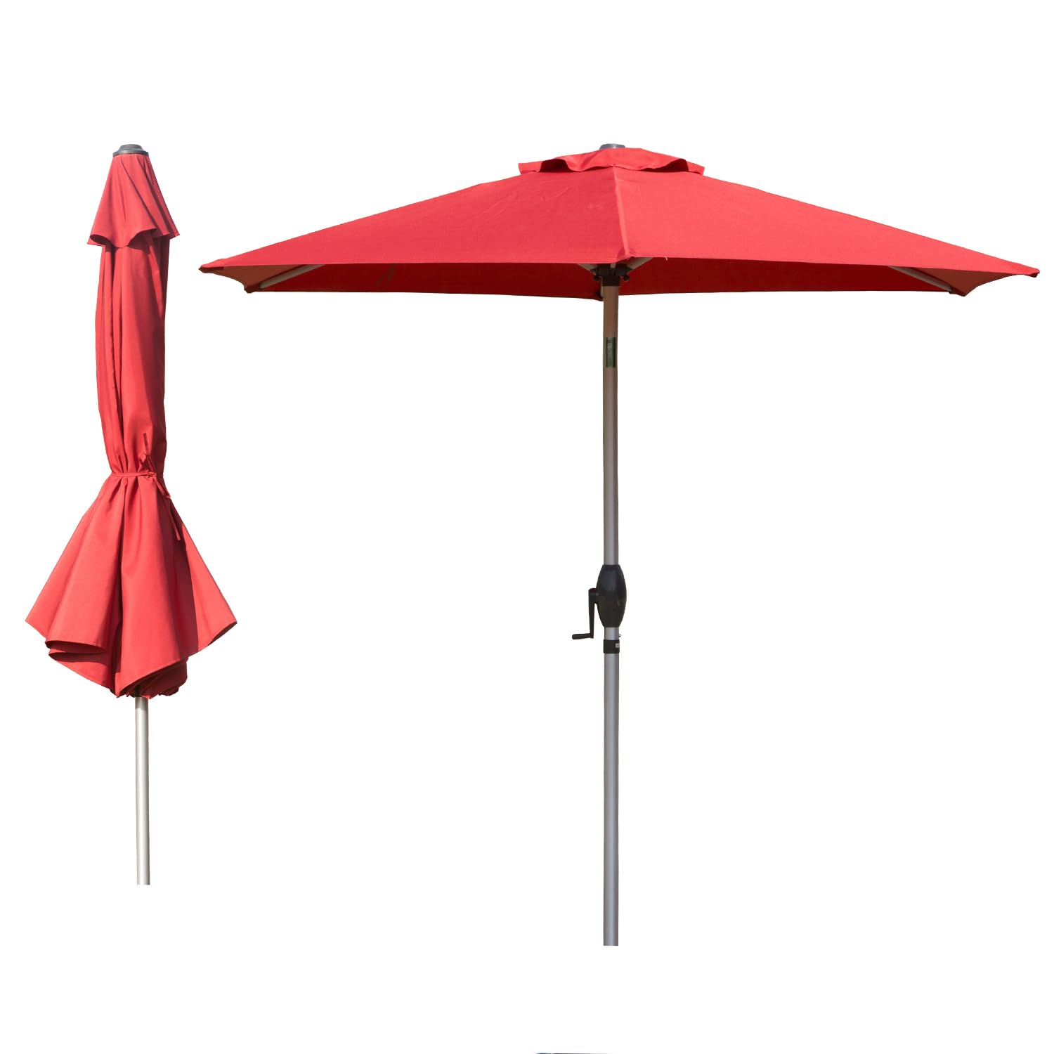 Domi 7.5FT Patio Umbrella Outdoor Market Umbrella with Silver Aluminum Pole, UV Resistant Canopy, Wind Vent, Tilt & Crank System, Perfect for Patio, Garden, Deck, Pool, Outdoor Dining, Navy Blue