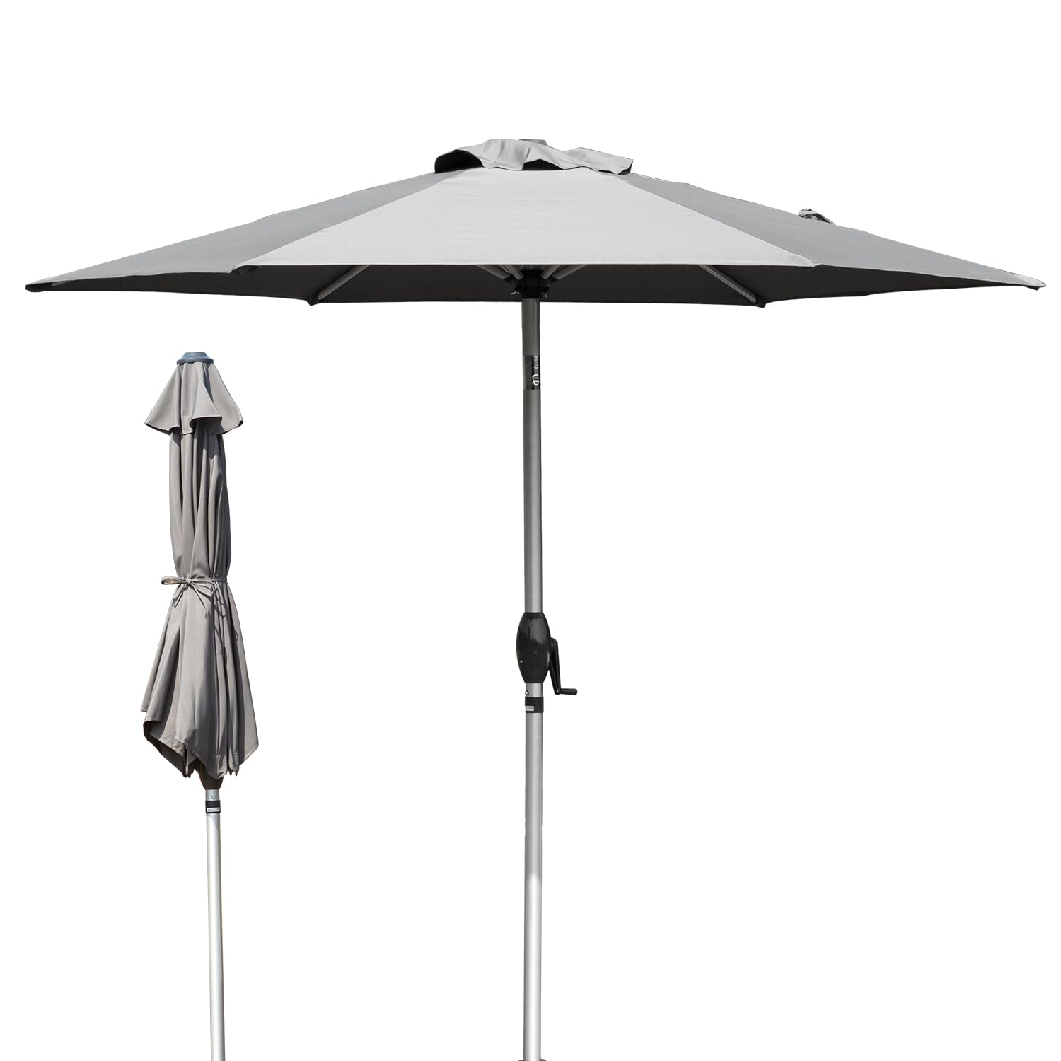 Domi 7.5FT Patio Umbrella Outdoor Market Umbrella with Silver Aluminum Pole, UV Resistant Canopy, Wind Vent, Tilt & Crank System, Perfect for Patio, Garden, Deck, Pool, Outdoor Dining, Navy Blue