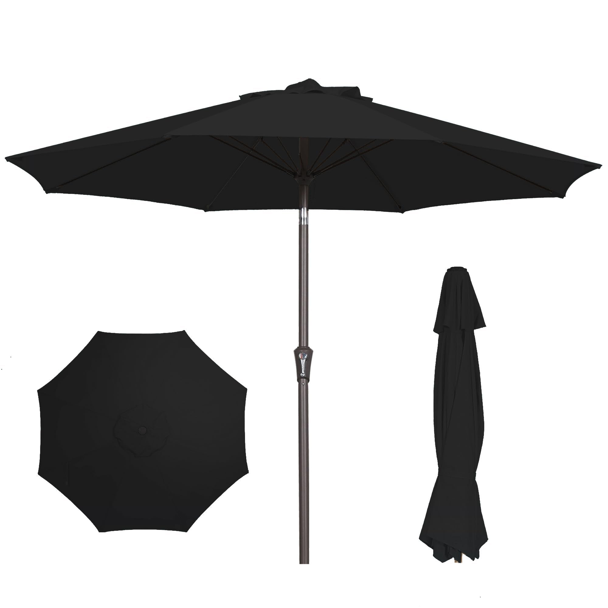 PatioKingdom 9FT Patio Outdoor Umbrella-UPF 50+ Sun Shade with Wind Vent, Push-Button Tilt & Smooth Crank Lift, Rust-Resistant Fiberglass Frame for Garden, Backyard,Yard (Navy)