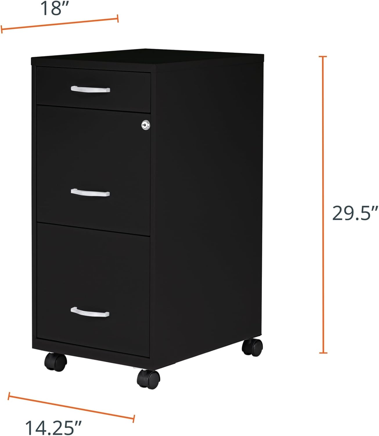 Lorell LYS SOHO Box/File/File 3-Drawer Mobile File Cabinet, Black