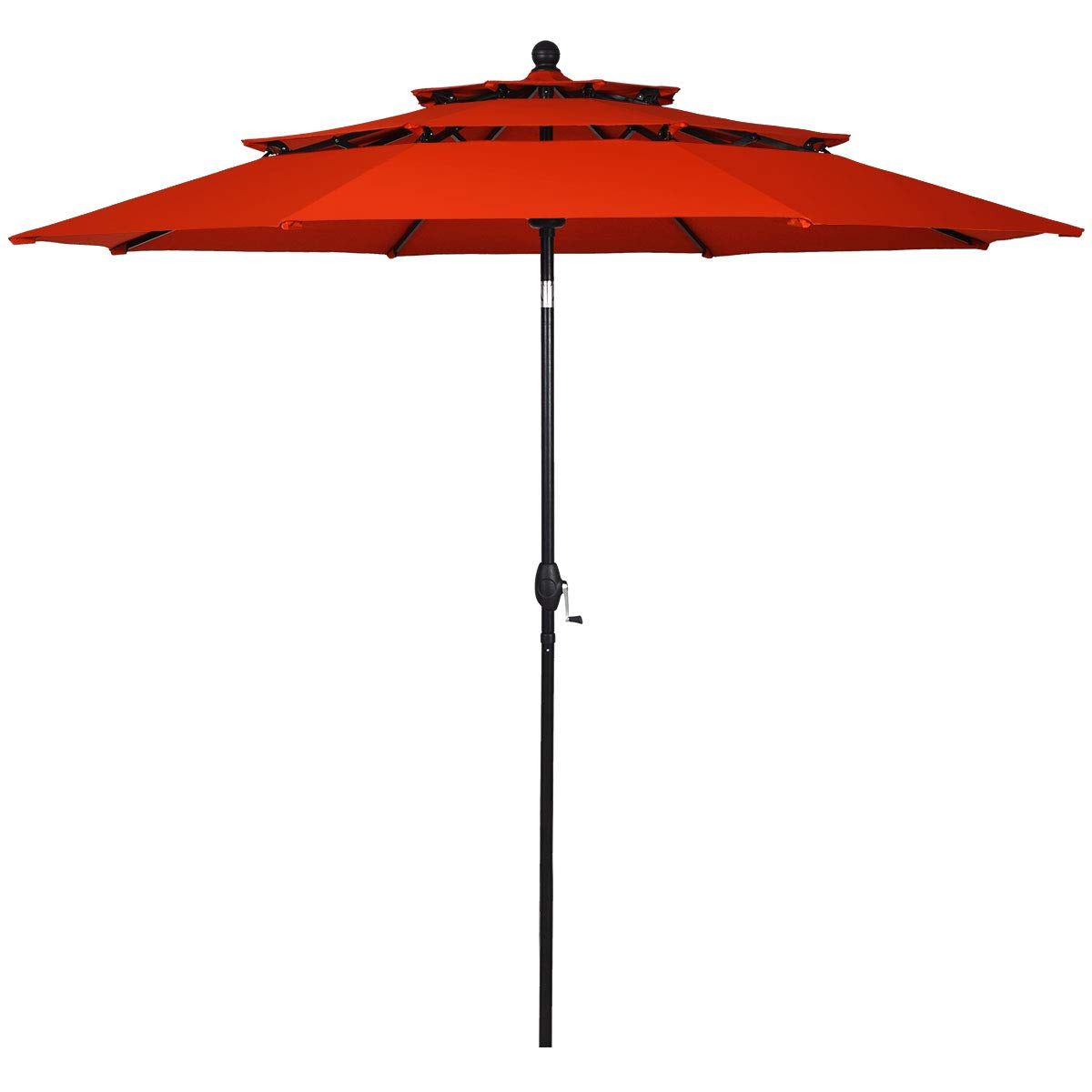 Tangkula 10 Ft 3 Tier Patio Umbrella, Outdoor Aluminum Double Vented Tilt Umbrella with Crank, for Market, Backyard, Poolside, Garden (Blue)
