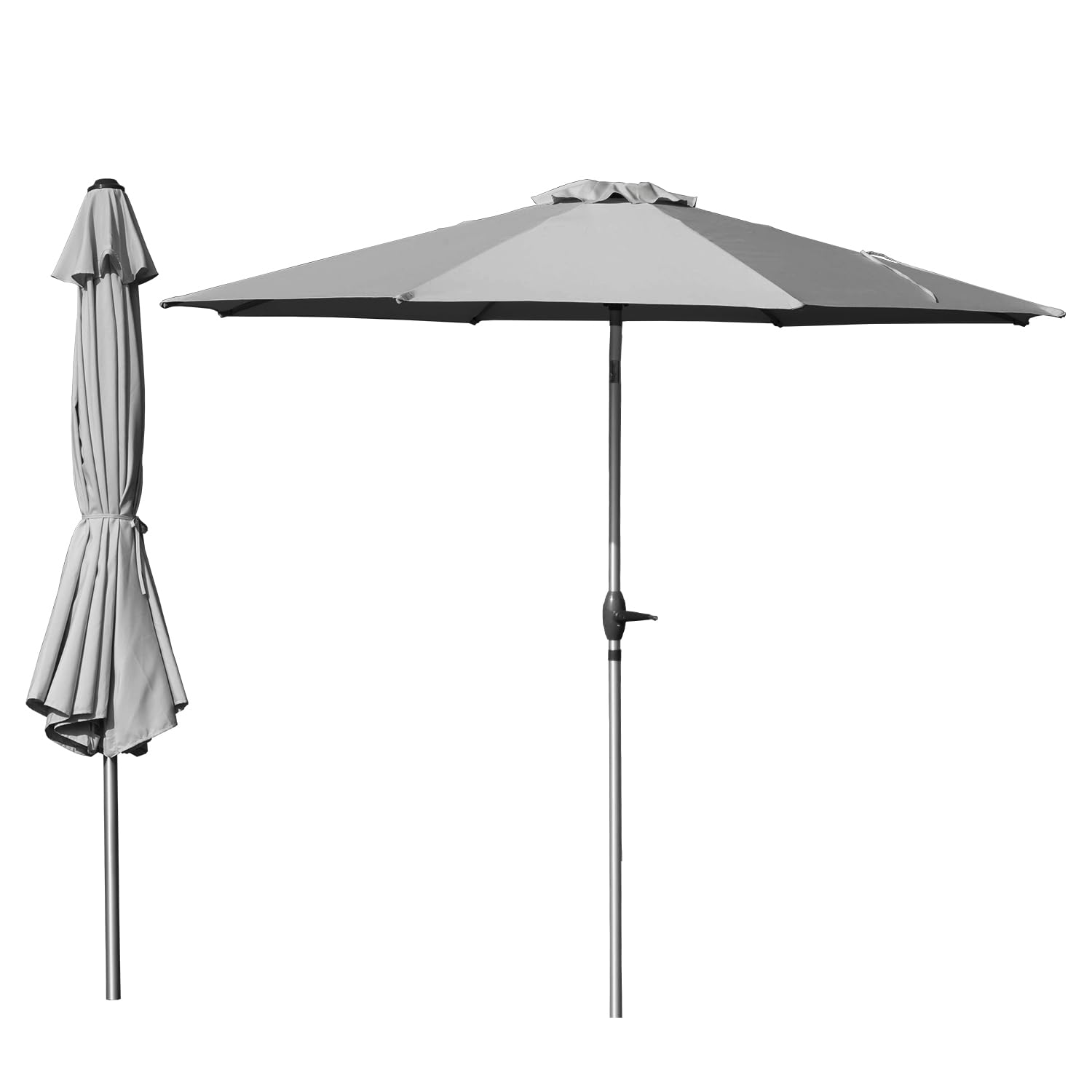 Domi 7.5FT Patio Umbrella Outdoor Market Umbrella with Silver Aluminum Pole, UV Resistant Canopy, Wind Vent, Tilt & Crank System, Perfect for Patio, Garden, Deck, Pool, Outdoor Dining, Navy Blue