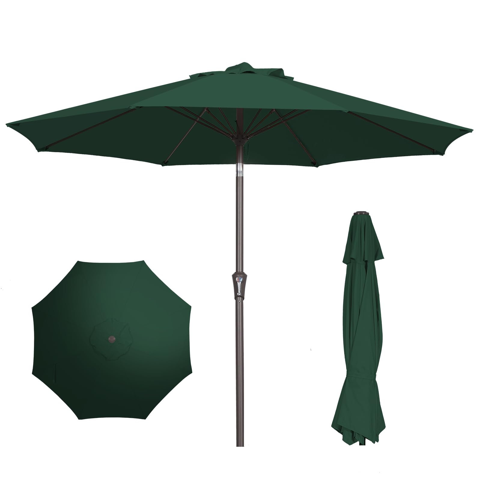 PatioKingdom 9FT Patio Outdoor Umbrella-UPF 50+ Sun Shade with Wind Vent, Push-Button Tilt & Smooth Crank Lift, Rust-Resistant Fiberglass Frame for Garden, Backyard,Yard (Navy)
