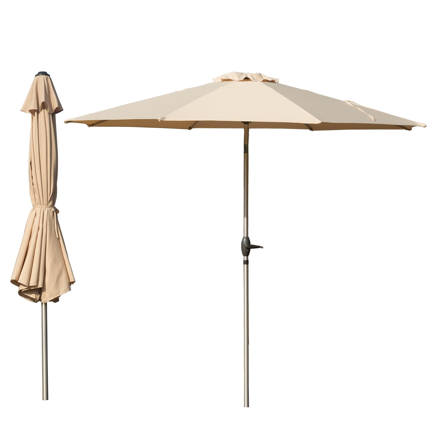 Domi 7.5FT Patio Umbrella Outdoor Market Umbrella with Silver Aluminum Pole, UV Resistant Canopy, Wind Vent, Tilt & Crank System, Perfect for Patio, Garden, Deck, Pool, Outdoor Dining, Navy Blue