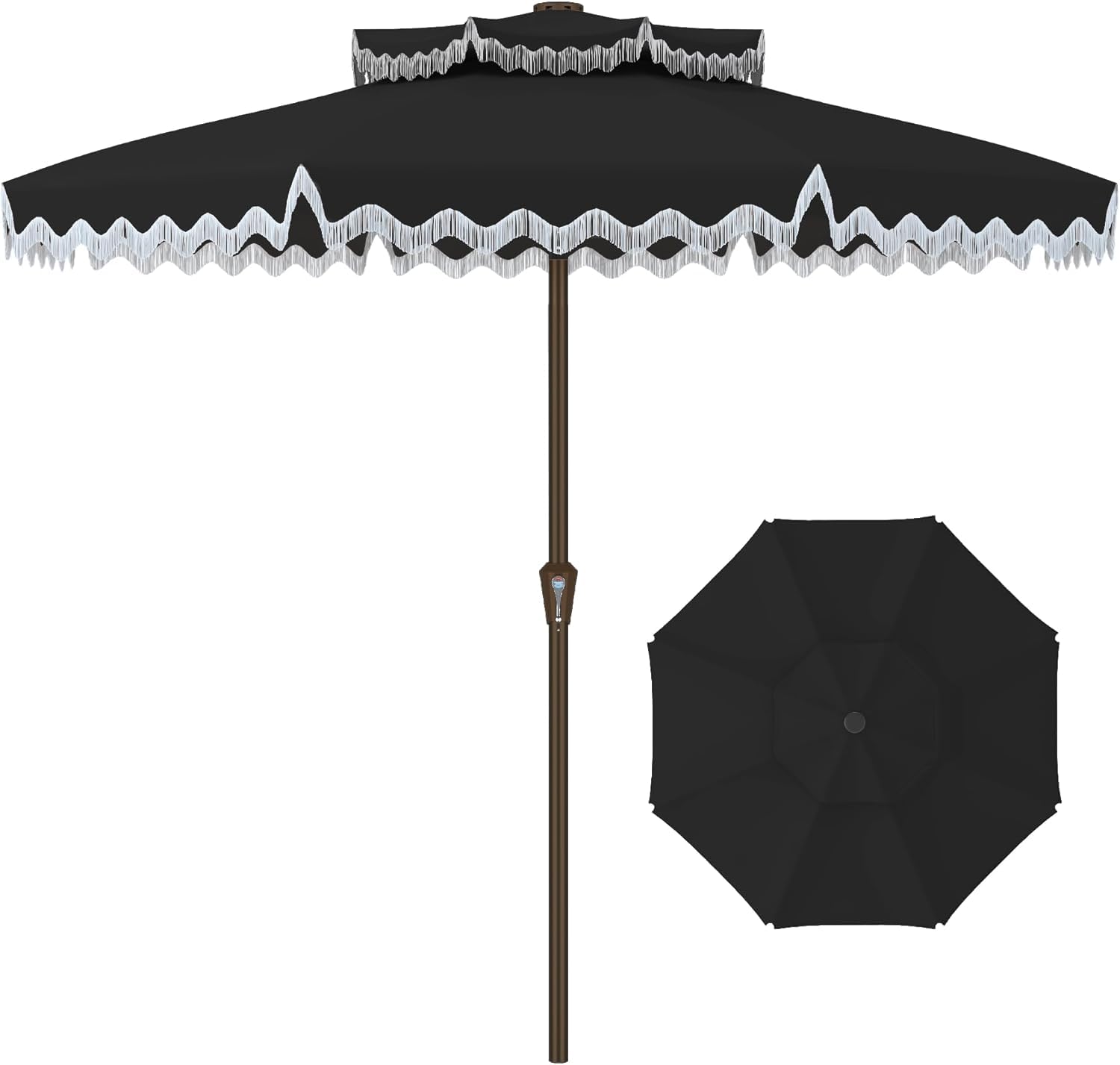 Kingdura 9FT Outdoor Patio Umbrella, Market Table Umbrella with Push Button Tilt and Crank, 8 Sturdy Fiberglass Ribs, UV Protection for Pool, Lawn, Deck, Backyard, Garden (Beige)