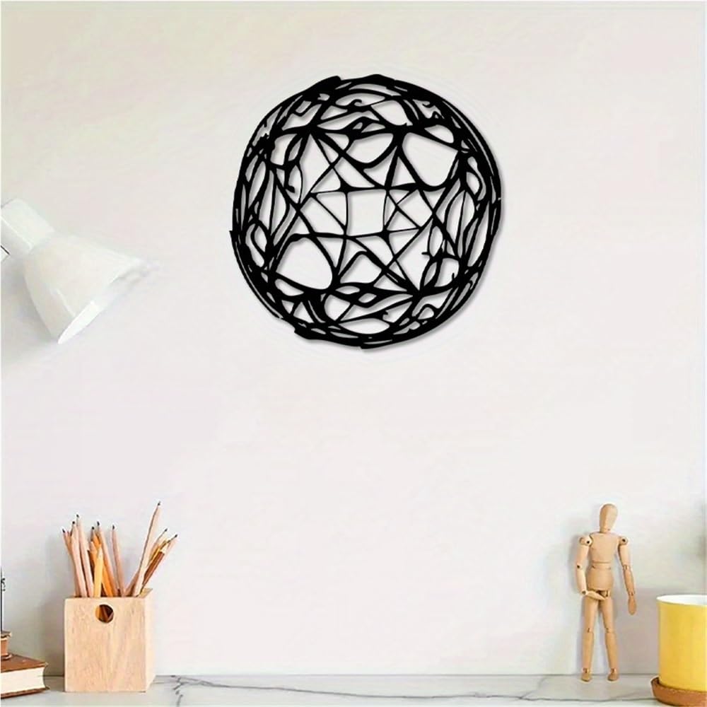 Modern Minimalist Metal Sphere Wall Art - Black iron Sculpture with Concentric Circles, Home Office Decor for Living Room, Bedroom, Christmas, Birthday, New Year's Decor(50cm/20inch)