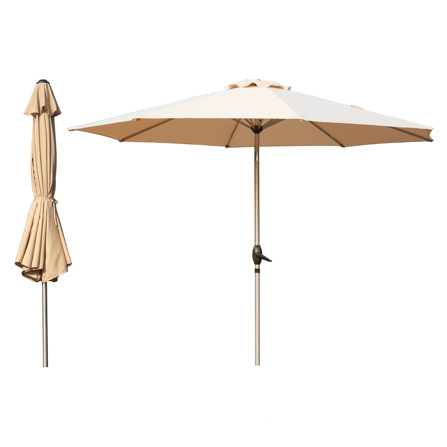 Domi 7.5FT Patio Umbrella Outdoor Market Umbrella with Silver Aluminum Pole, UV Resistant Canopy, Wind Vent, Tilt & Crank System, Perfect for Patio, Garden, Deck, Pool, Outdoor Dining, Navy Blue