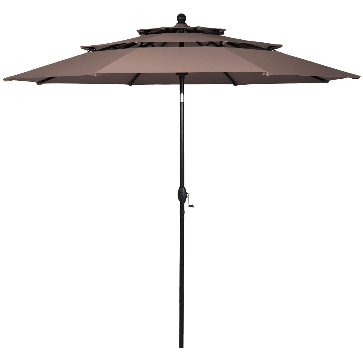 Tangkula 10 Ft 3 Tier Patio Umbrella, Outdoor Aluminum Double Vented Tilt Umbrella with Crank, for Market, Backyard, Poolside, Garden (Blue)