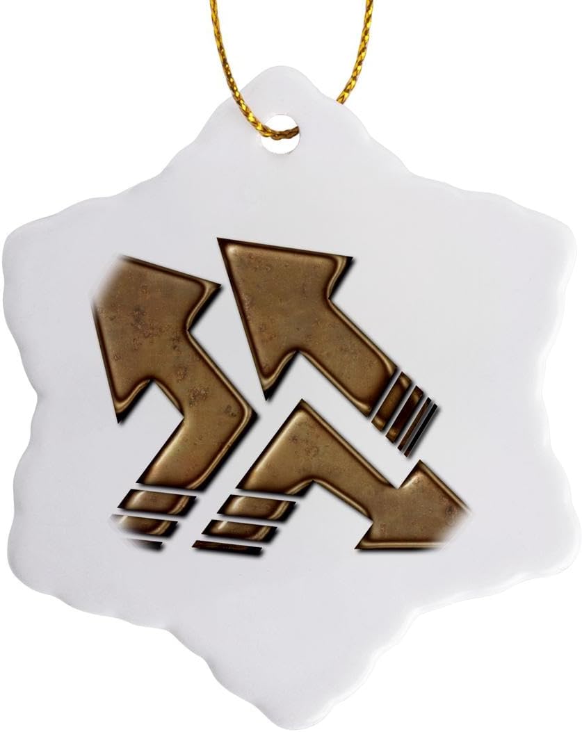 3dRose Three Arrows in Rusted Metal Effect Snowflake Ornament