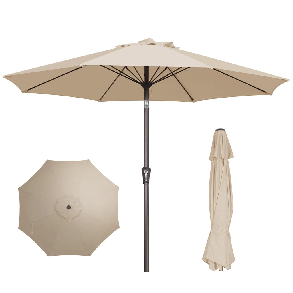 PatioKingdom 9FT Patio Outdoor Umbrella-UPF 50+ Sun Shade with Wind Vent, Push-Button Tilt & Smooth Crank Lift, Rust-Resistant Fiberglass Frame for Garden, Backyard,Yard (Navy)