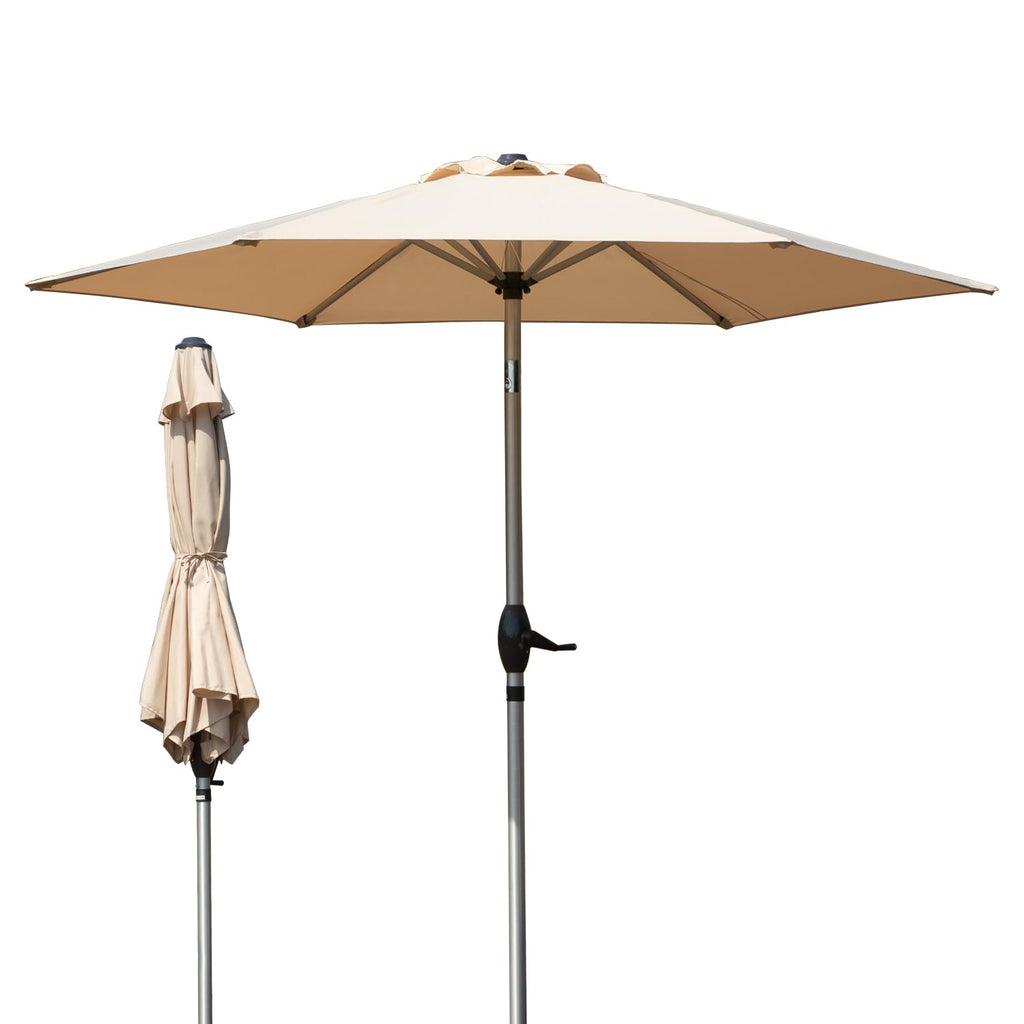 Domi 7.5FT Patio Umbrella Outdoor Market Umbrella with Silver Aluminum Pole, UV Resistant Canopy, Wind Vent, Tilt & Crank System, Perfect for Patio, Garden, Deck, Pool, Outdoor Dining, Navy Blue