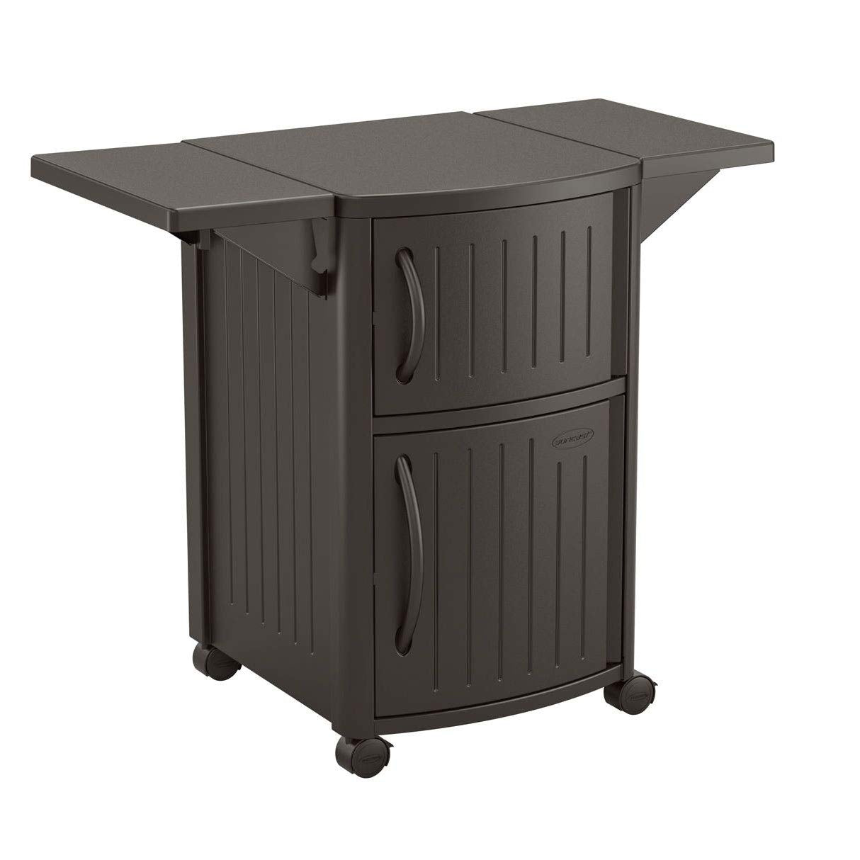 Suncast Outdoor Grilling Prep Station Table with Storage, Taupe/Brown
