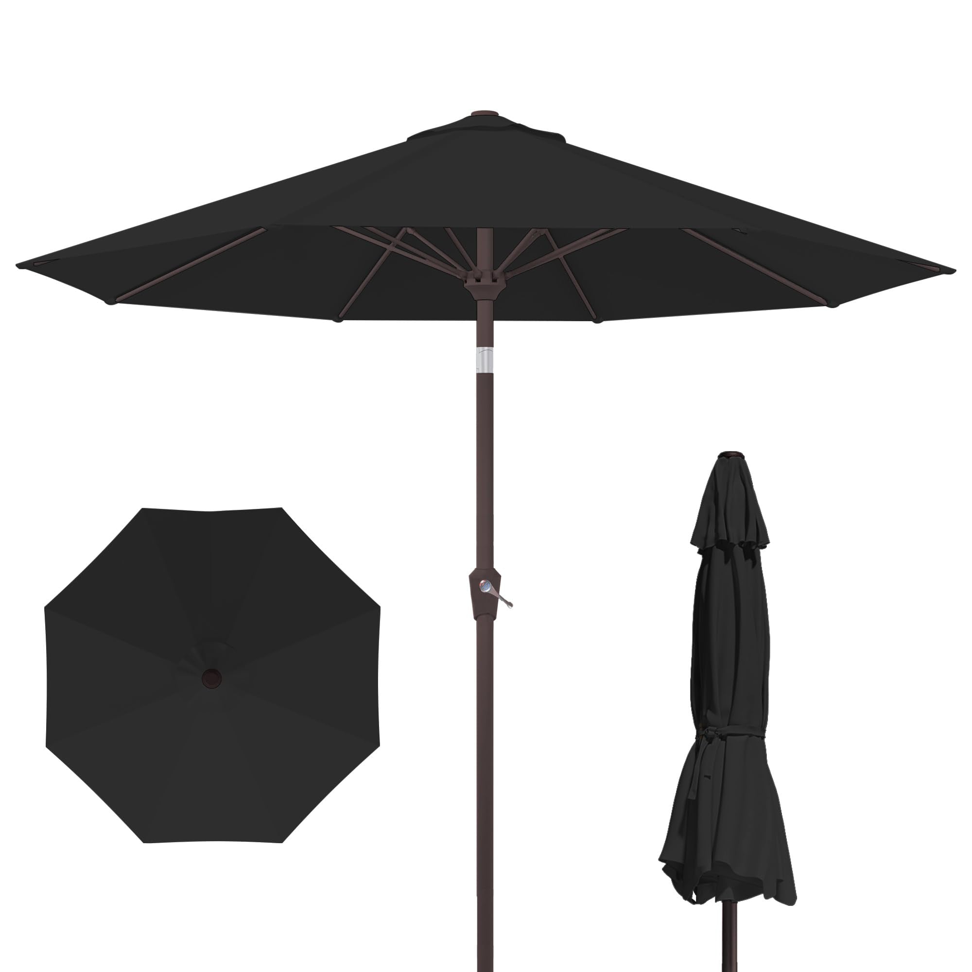 Kingdura 9FT Outdoor Patio Umbrella, Market Table Umbrella with Push Button Tilt and Crank, 8 Sturdy Fiberglass Ribs, UV Protection for Pool, Lawn, Deck, Backyard, Garden (Beige)