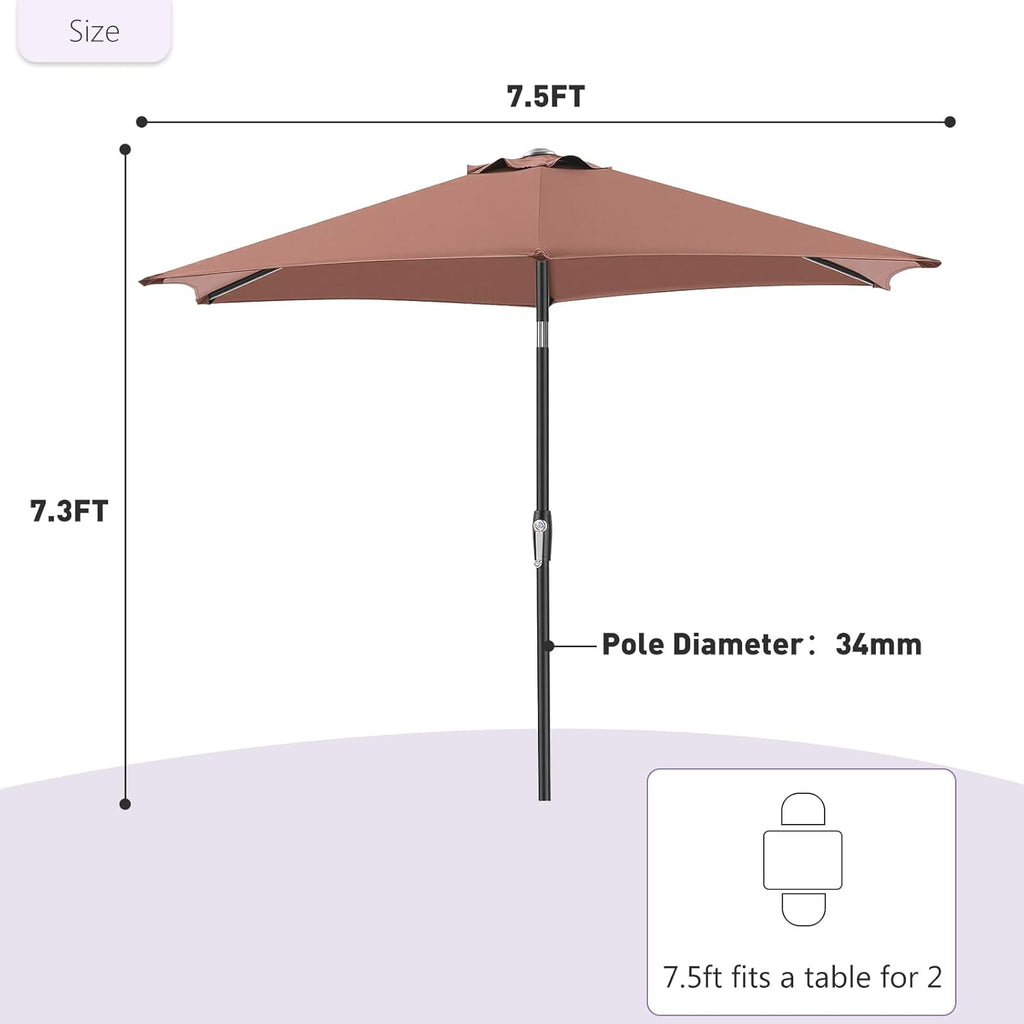 NEWBULIG Patio Umbrella, Outdoor Table Umbrellas with Push Button Tilt and Crank, Sturdy Ribs, Waterproof, UV Protection and Fade Resistant, for Pool, Garden, Market, Backyard