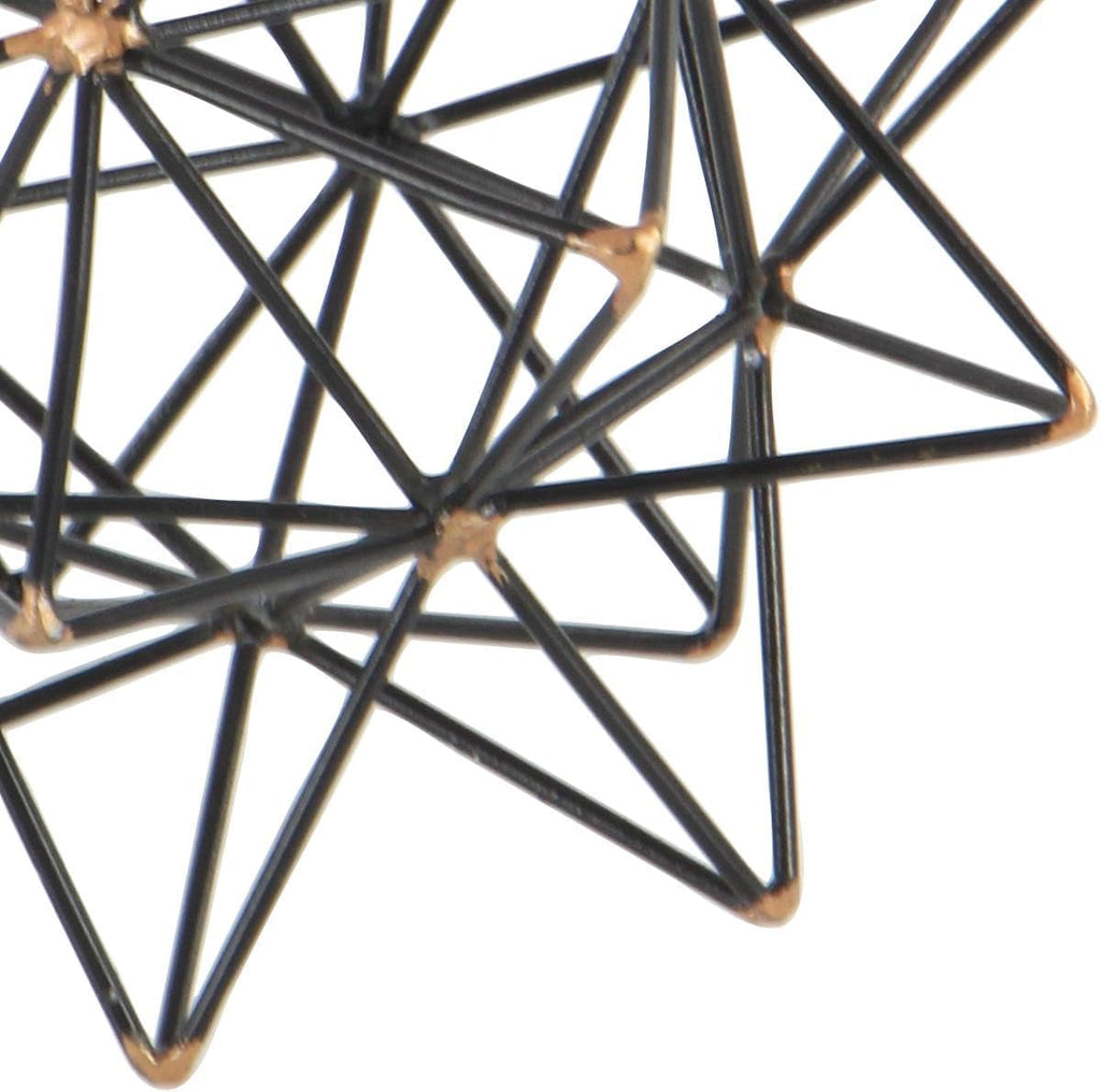 Deco 79 Metal Geometric Decorative Sculpture Home Decor Statue with Gold Accents, Accent Figurine 7" x 7" x 7", Black