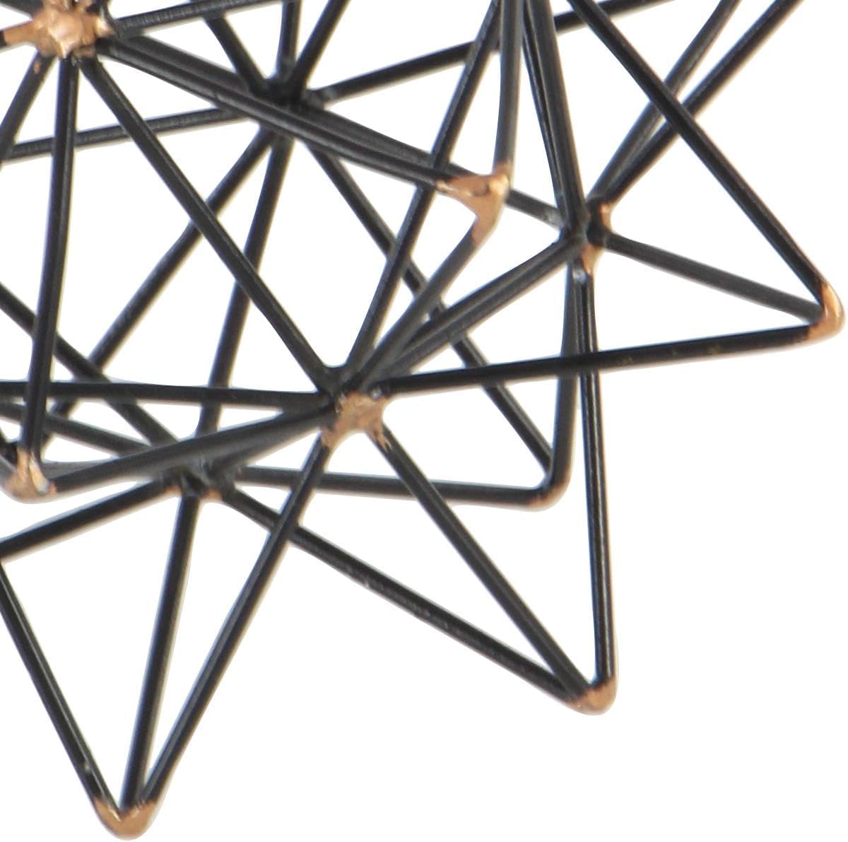 Deco 79 Metal Geometric Decorative Sculpture Home Decor Statue with Gold Accents, Accent Figurine 7" x 7" x 7", Black