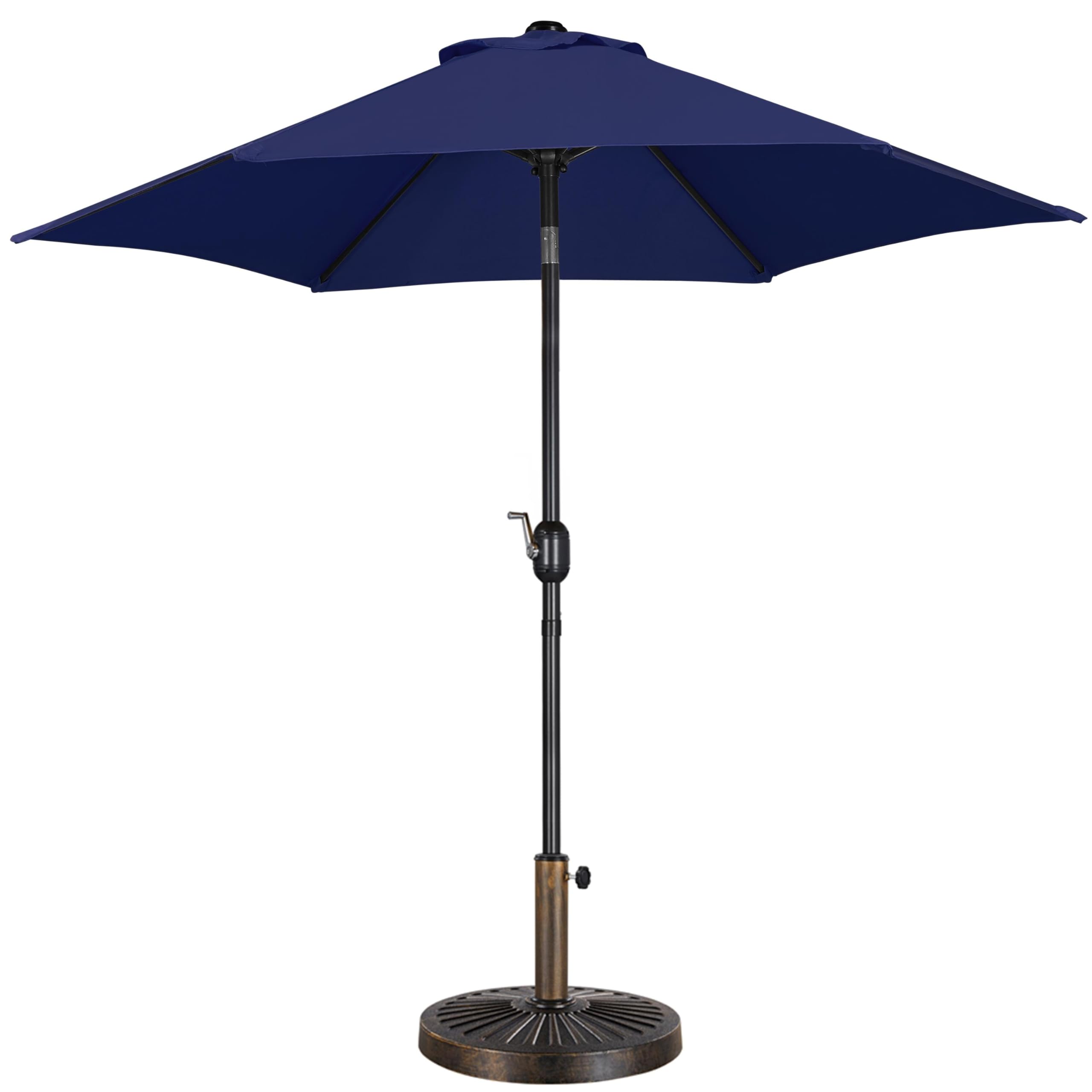 Yaheetech 9FT Patio Umbrella Outdoor with Heavy Duty Base Included,Table Umbrella with Push Button Tilt and Crank, UV Protection Waterproof for Yard/Outdoor/Wedding Parties and Events - Tan