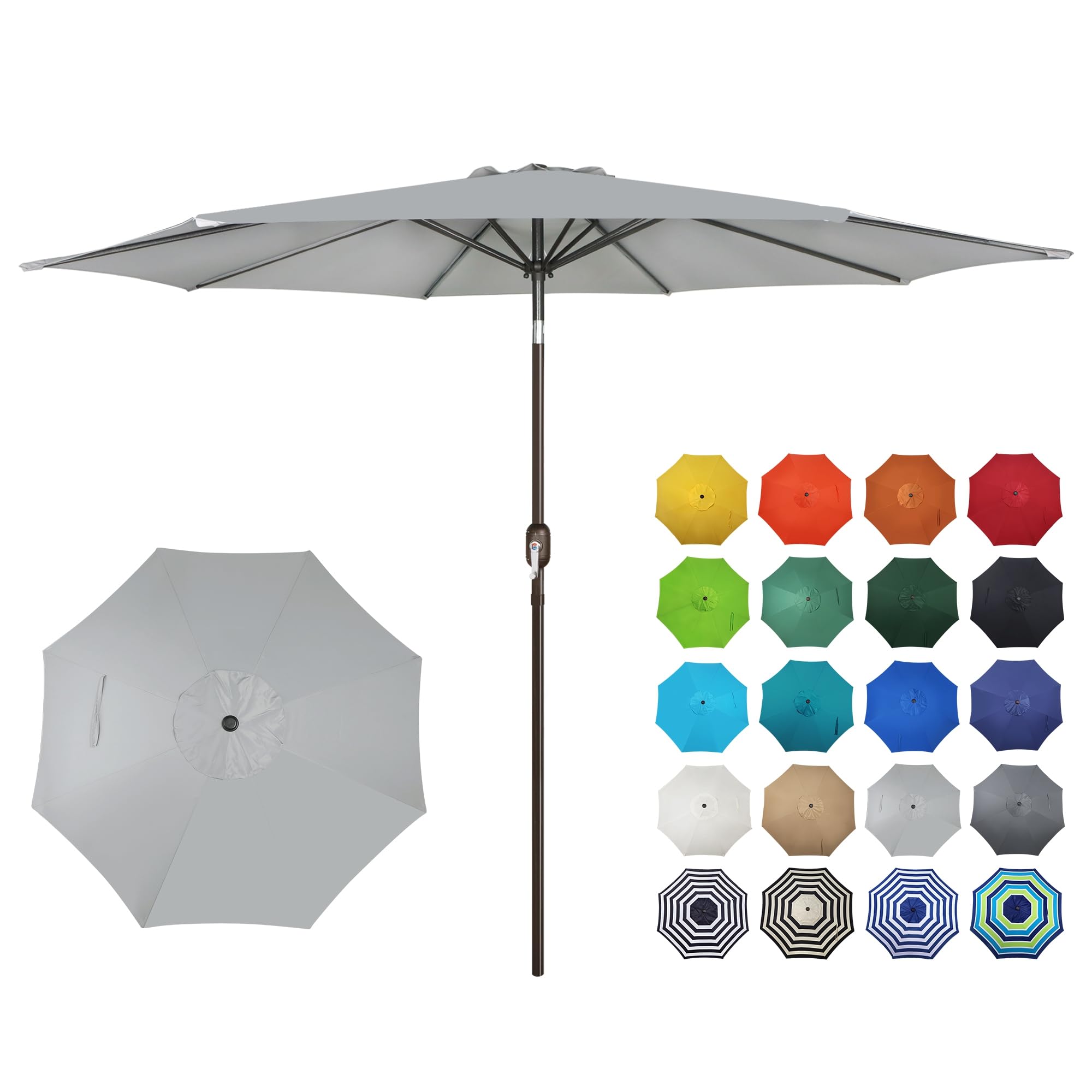 Blissun 10FT Outdoor Patio Umbrella, Outdoor Table Umbrella, Yard Umbrella, Market Umbrella with 8 Sturdy Ribs, Push Button Tilt and Crank