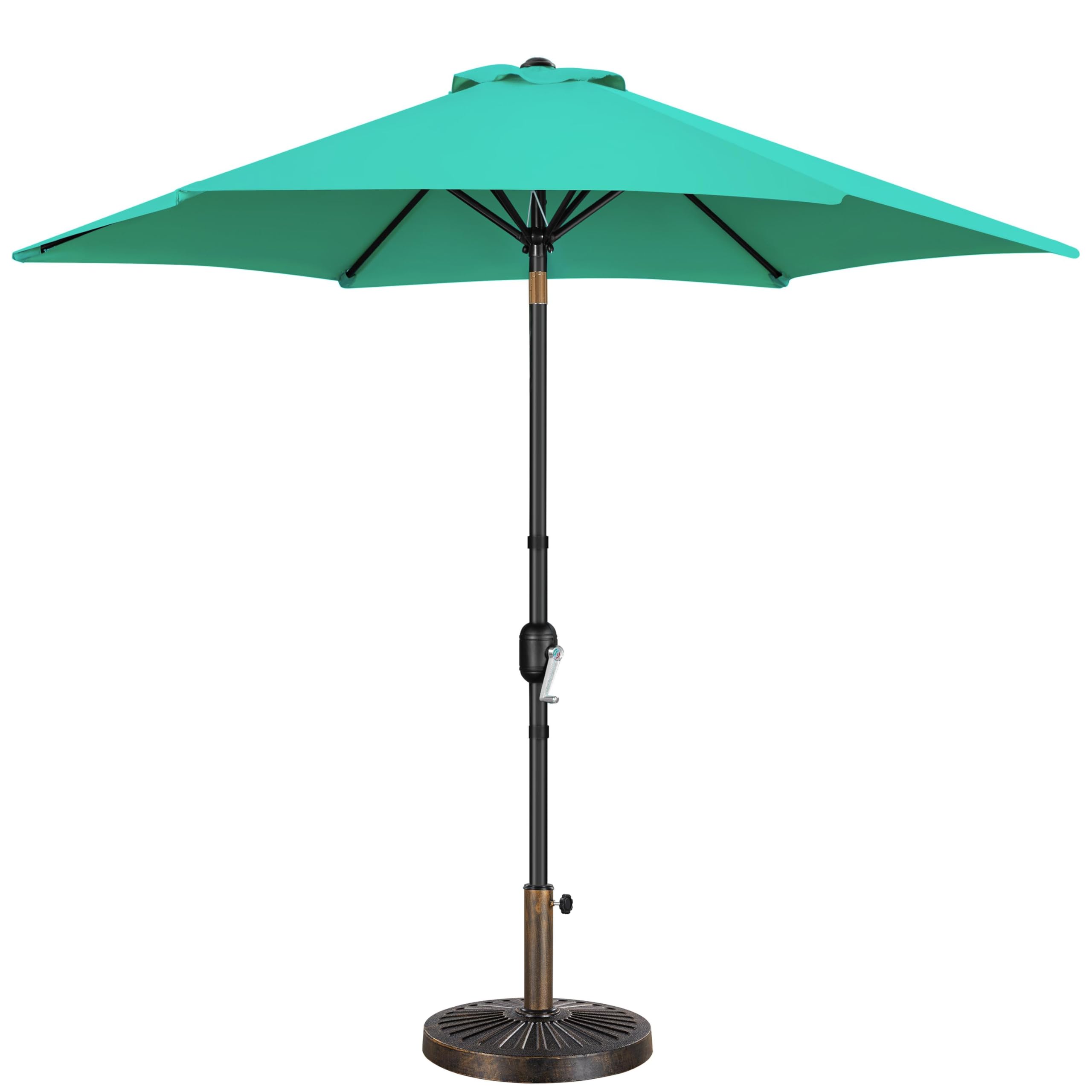 Yaheetech 9FT Patio Umbrella Outdoor with Heavy Duty Base Included,Table Umbrella with Push Button Tilt and Crank, UV Protection Waterproof for Yard/Outdoor/Wedding Parties and Events - Tan
