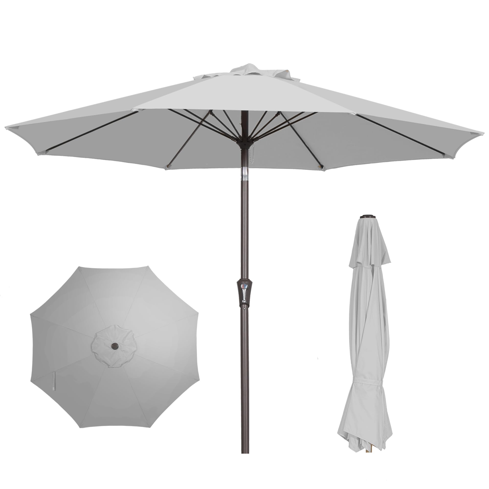 PatioKingdom 9FT Patio Outdoor Umbrella-UPF 50+ Sun Shade with Wind Vent, Push-Button Tilt & Smooth Crank Lift, Rust-Resistant Fiberglass Frame for Garden, Backyard,Yard (Navy)