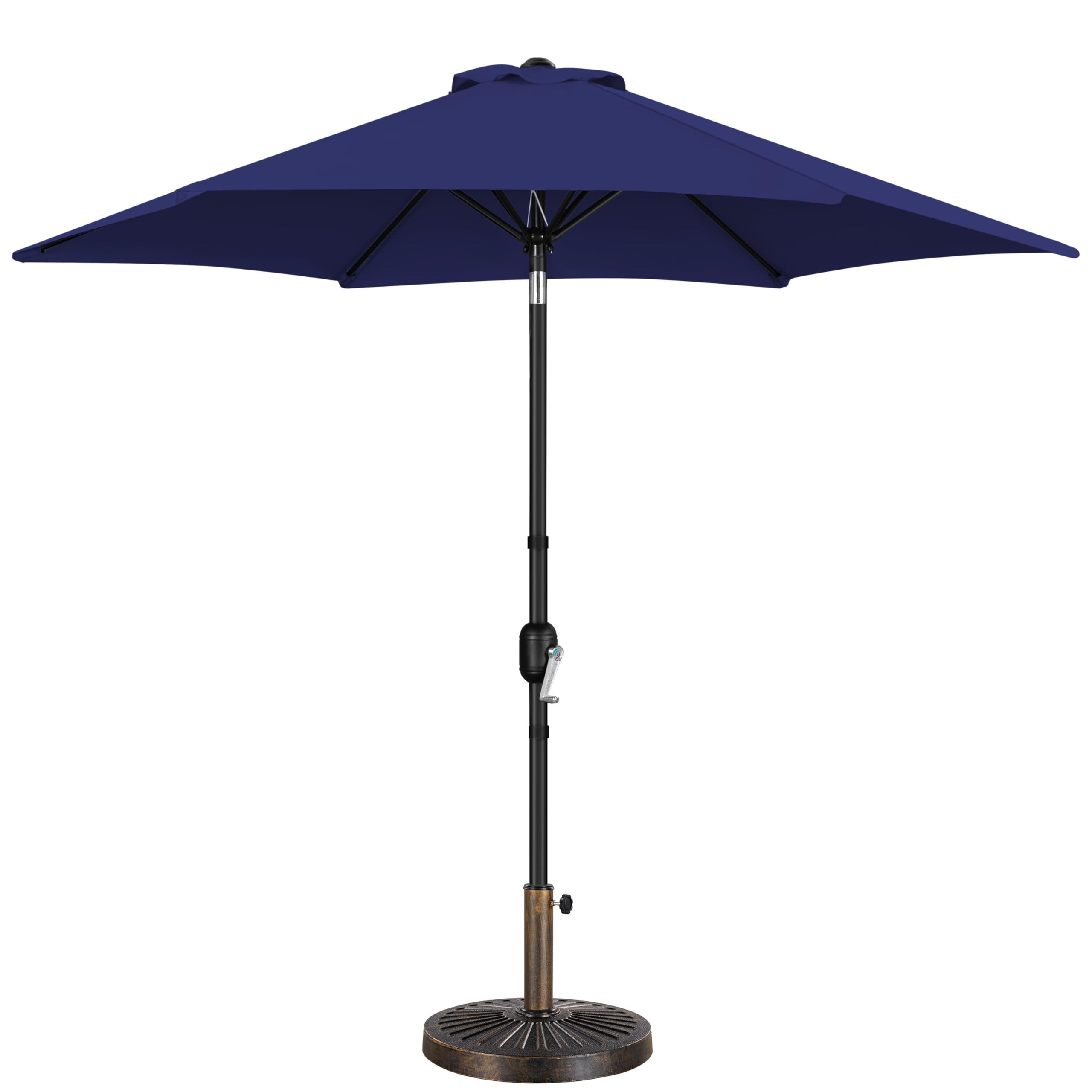 Yaheetech 9FT Patio Umbrella Outdoor with Heavy Duty Base Included,Table Umbrella with Push Button Tilt and Crank, UV Protection Waterproof for Yard/Outdoor/Wedding Parties and Events - Tan