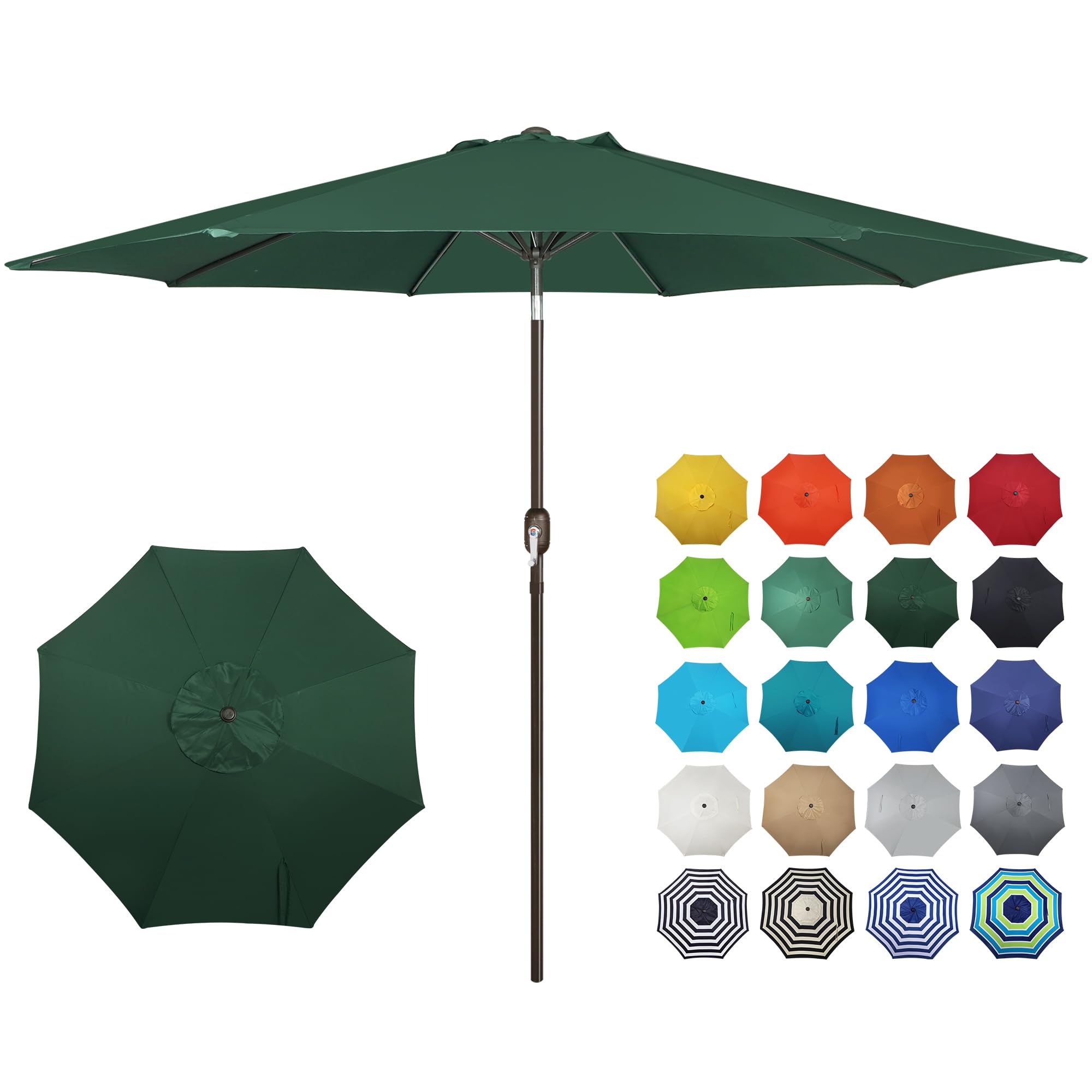 Blissun 10FT Outdoor Patio Umbrella, Outdoor Table Umbrella, Yard Umbrella, Market Umbrella with 8 Sturdy Ribs, Push Button Tilt and Crank