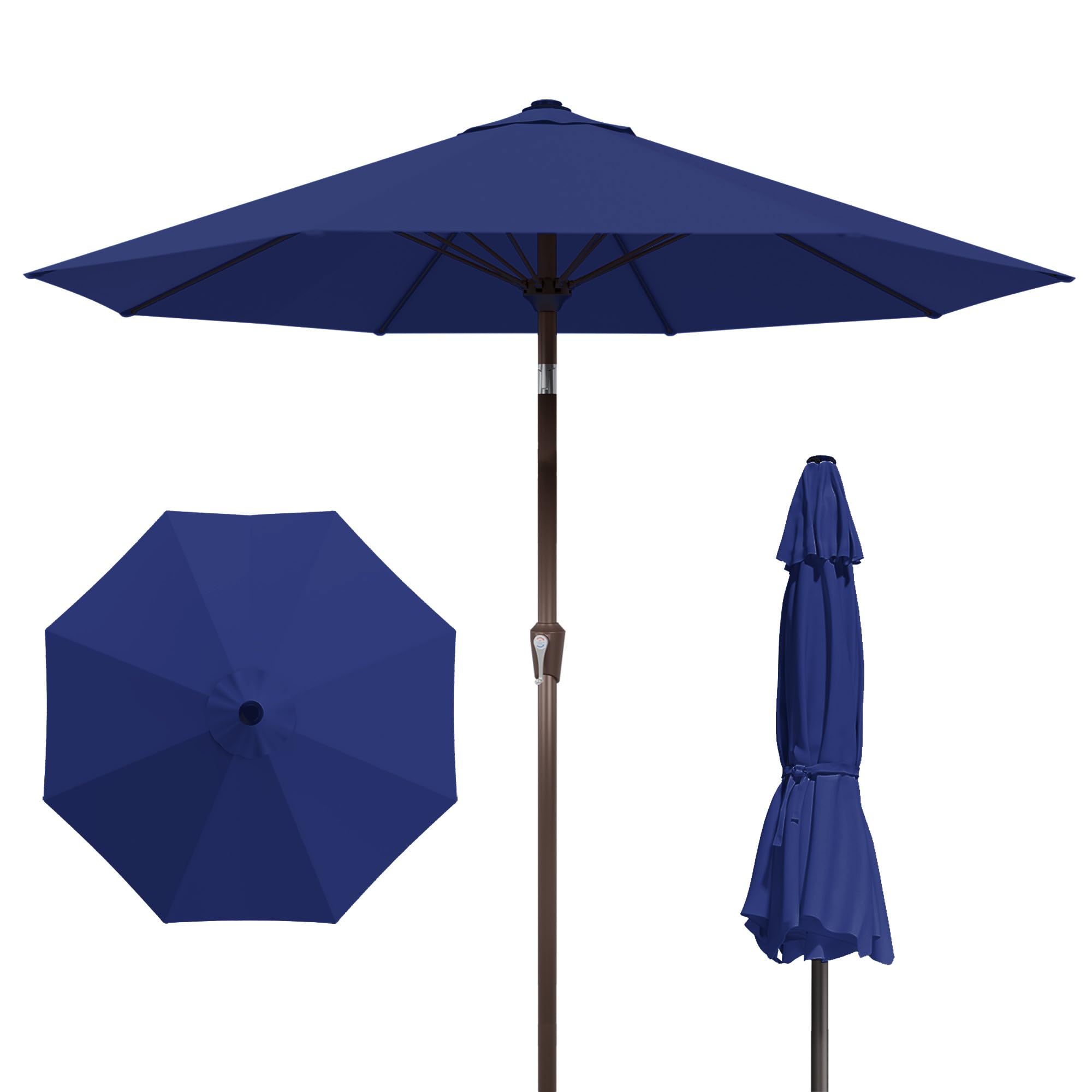 Kingdura 9FT Outdoor Patio Umbrella, Market Table Umbrella with Push Button Tilt and Crank, 8 Sturdy Fiberglass Ribs, UV Protection for Pool, Lawn, Deck, Backyard, Garden (Beige)