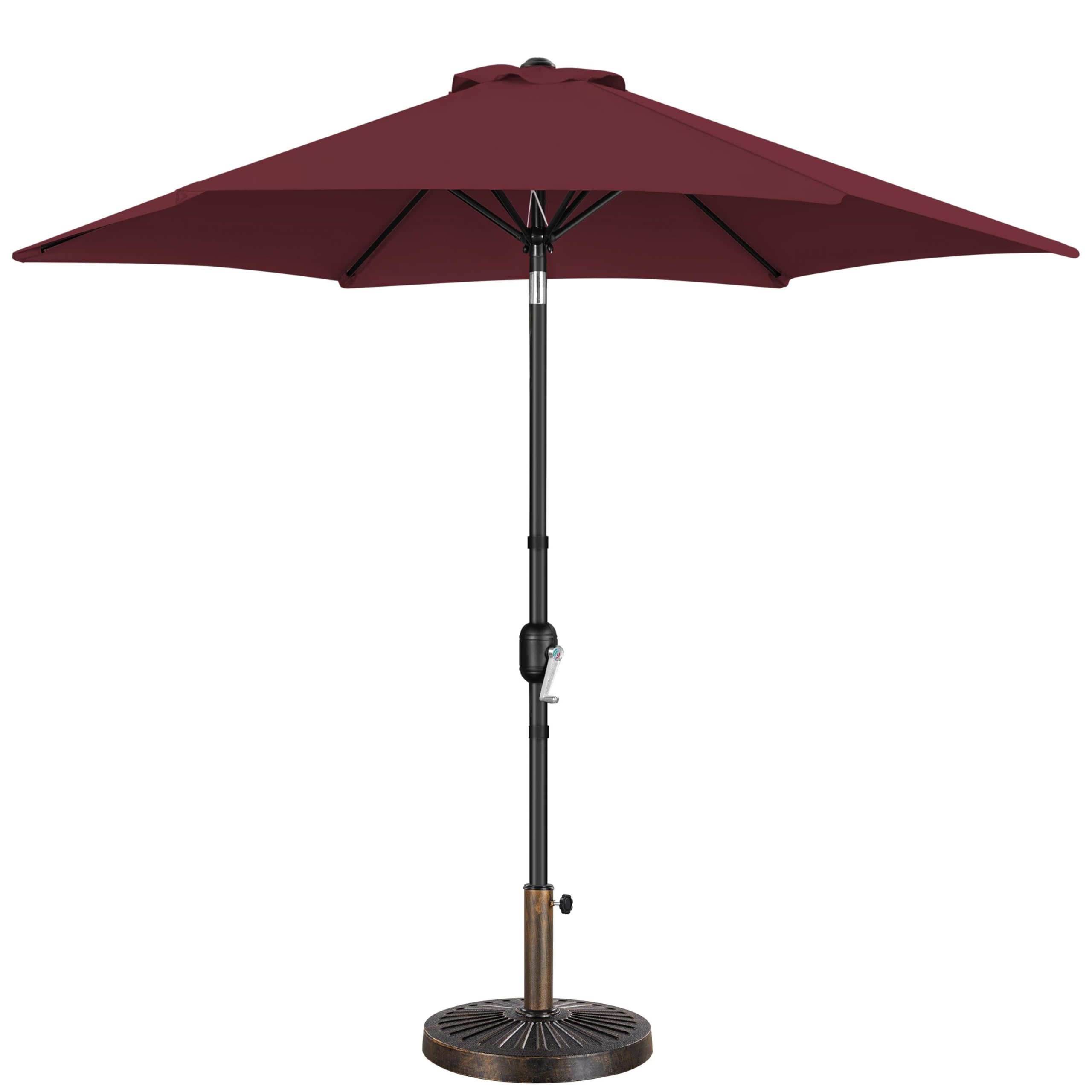 Yaheetech 9FT Patio Umbrella Outdoor with Heavy Duty Base Included,Table Umbrella with Push Button Tilt and Crank, UV Protection Waterproof for Yard/Outdoor/Wedding Parties and Events - Tan