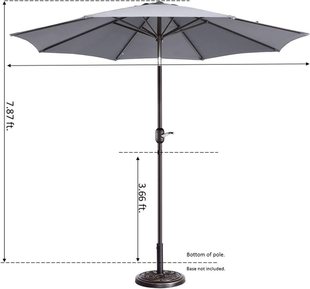 Pure Garden 9' Outdoor Patio Umbrella with 8 Ribs, Aluminum Pole and Push Button Tilt, Fade Resistant Market Umbrella (Gray)