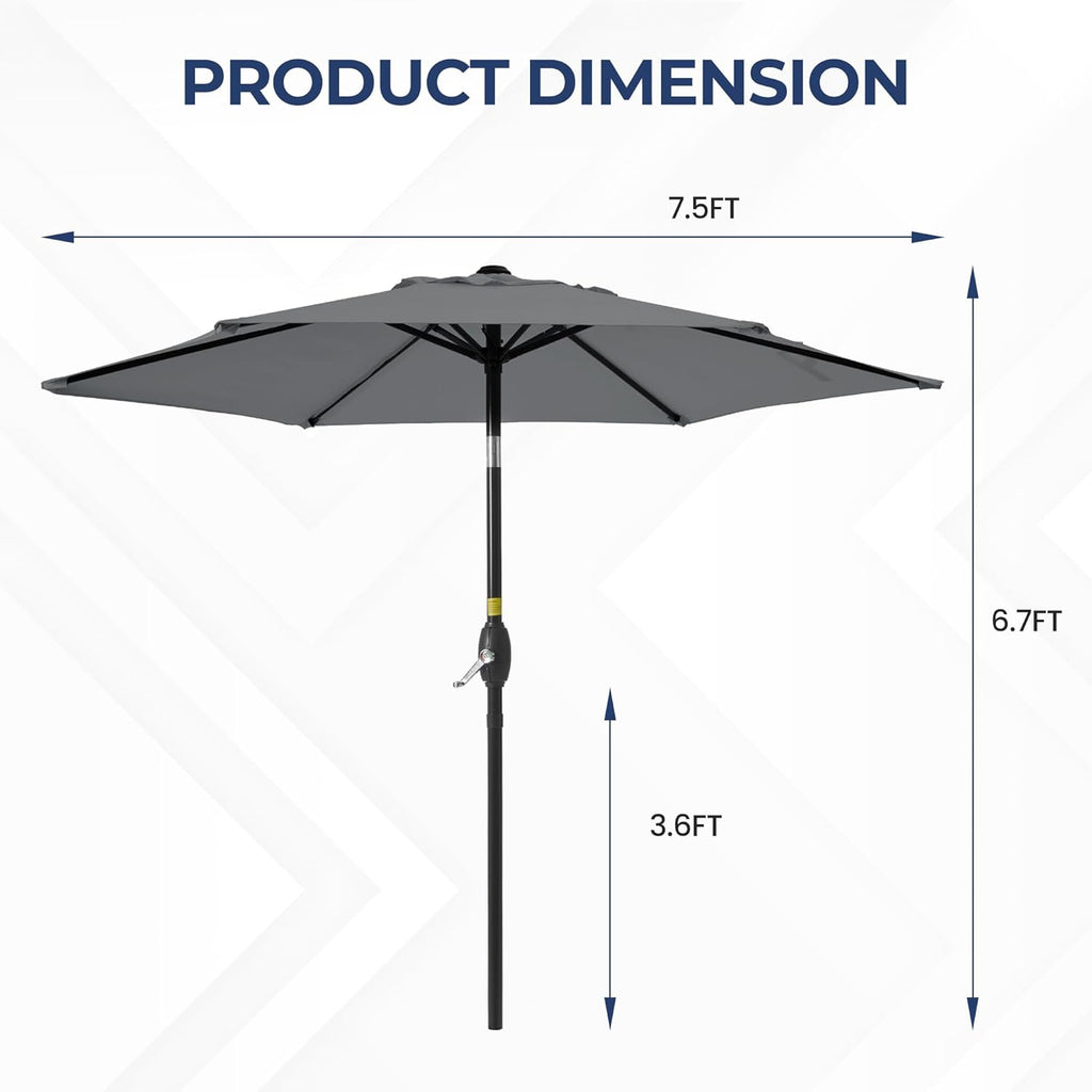 SUNVIVI OUTDOOR Outdoor Patio Umbrella, Patio Umbrella, Market Umbrella, Large Outdoor Umbrella, Metal Pole Umbrella with Push Button Tilt and Crank, Polyester Canopy