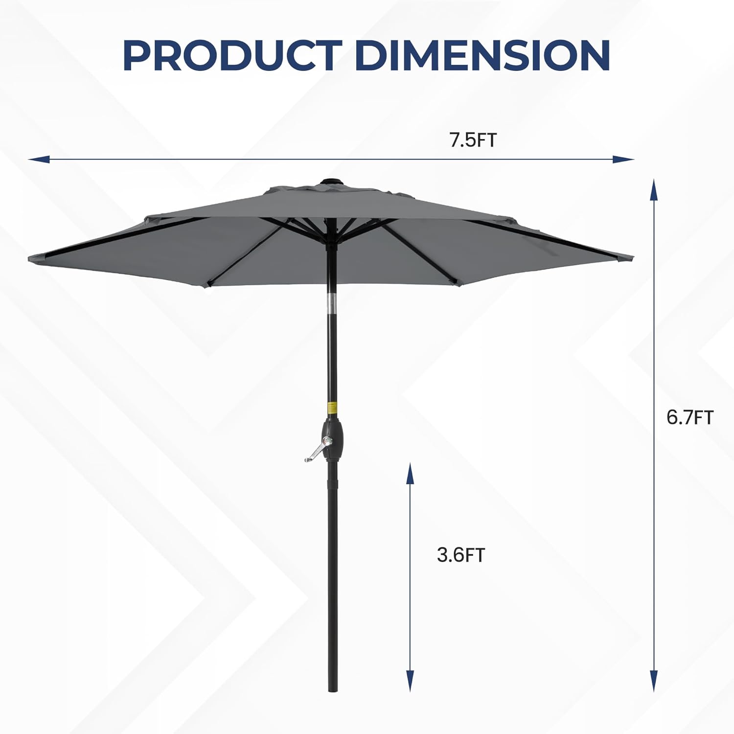 SUNVIVI OUTDOOR Outdoor Patio Umbrella, Patio Umbrella, Market Umbrella, Large Outdoor Umbrella, Metal Pole Umbrella with Push Button Tilt and Crank, Polyester Canopy