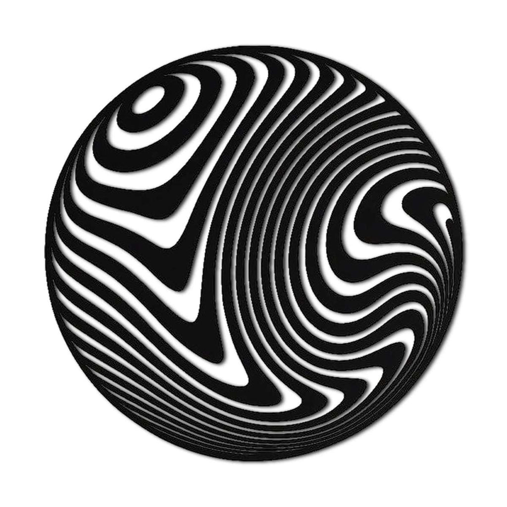 Abstract Optical Illusion Sphere Metal Wall Art Metal Outdoor Decor Metal Signs Modern Minimalist Aesthetic Wall Decor Stunning Geometric Home Decoration for Living Room Office Bedroom (Black,16inch)