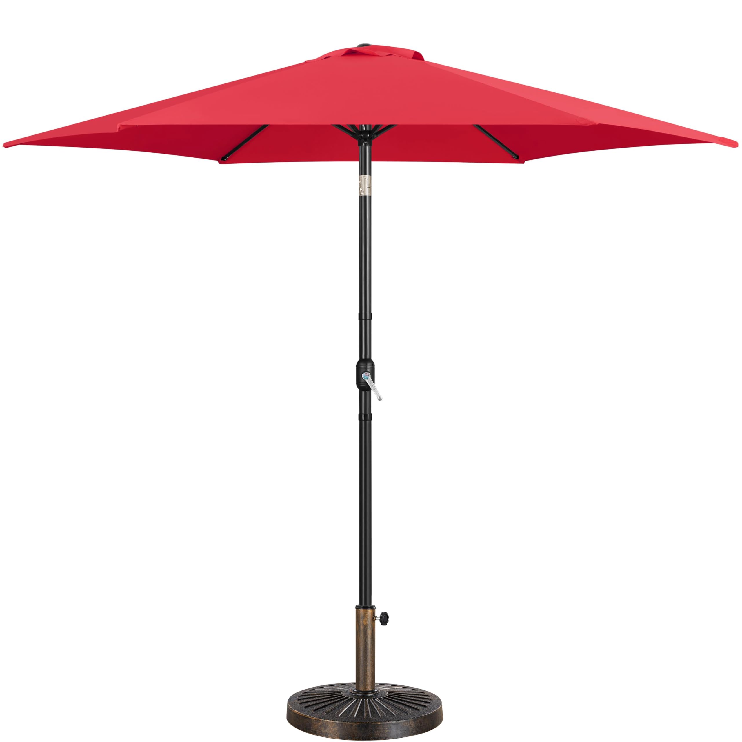 Yaheetech 9FT Patio Umbrella Outdoor with Heavy Duty Base Included,Table Umbrella with Push Button Tilt and Crank, UV Protection Waterproof for Yard/Outdoor/Wedding Parties and Events - Tan