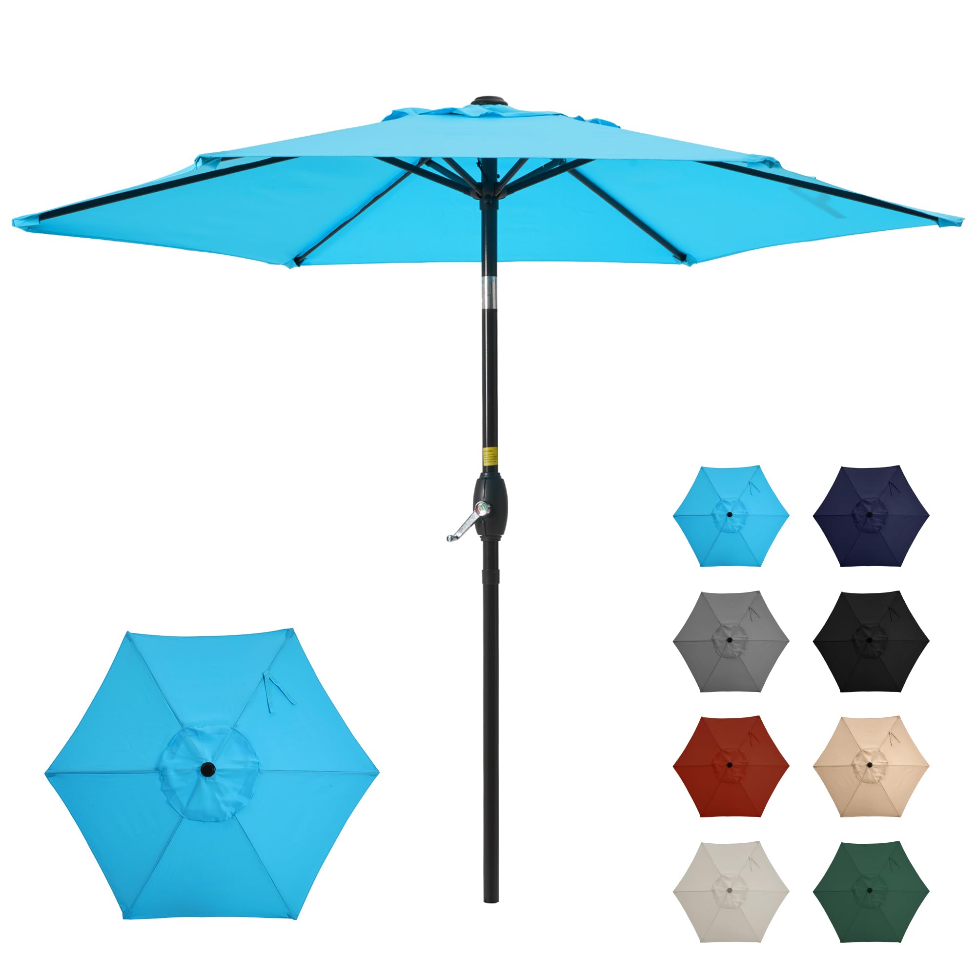 SUNVIVI OUTDOOR Outdoor Patio Umbrella, Patio Umbrella, Market Umbrella, Large Outdoor Umbrella, Metal Pole Umbrella with Push Button Tilt and Crank, Polyester Canopy