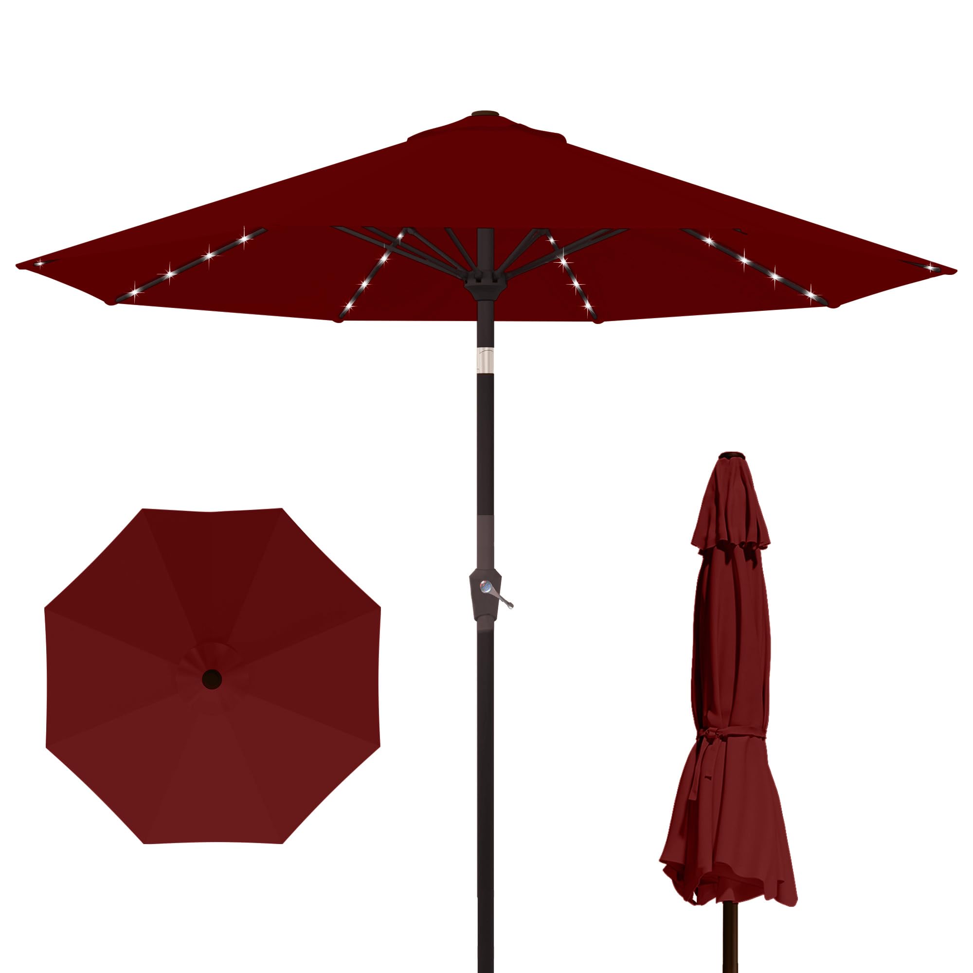 Kingdura 9FT Outdoor Patio Umbrella, Market Table Umbrella with Push Button Tilt and Crank, 8 Sturdy Fiberglass Ribs, UV Protection for Pool, Lawn, Deck, Backyard, Garden (Beige)