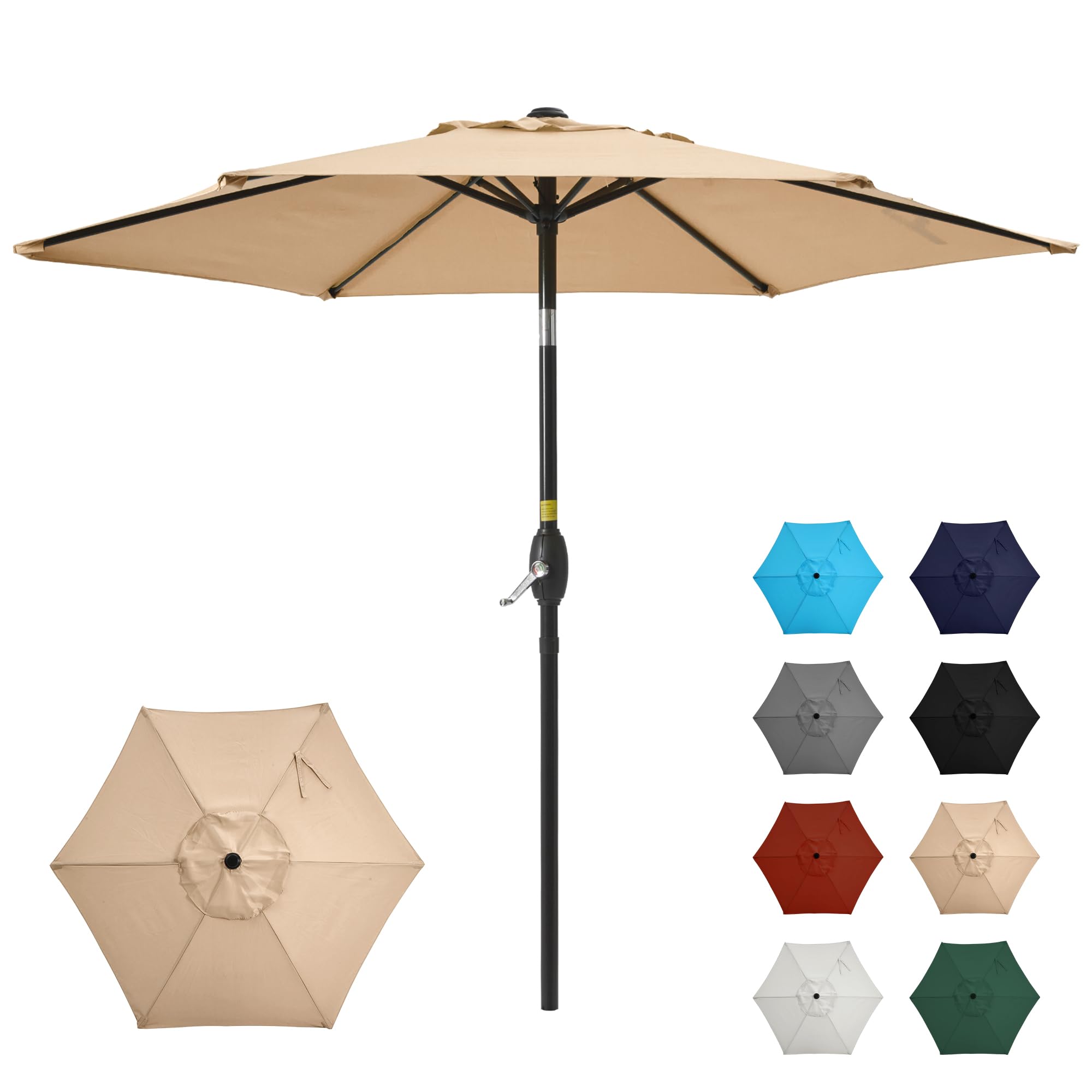 SUNVIVI OUTDOOR Outdoor Patio Umbrella, Patio Umbrella, Market Umbrella, Large Outdoor Umbrella, Metal Pole Umbrella with Push Button Tilt and Crank, Polyester Canopy