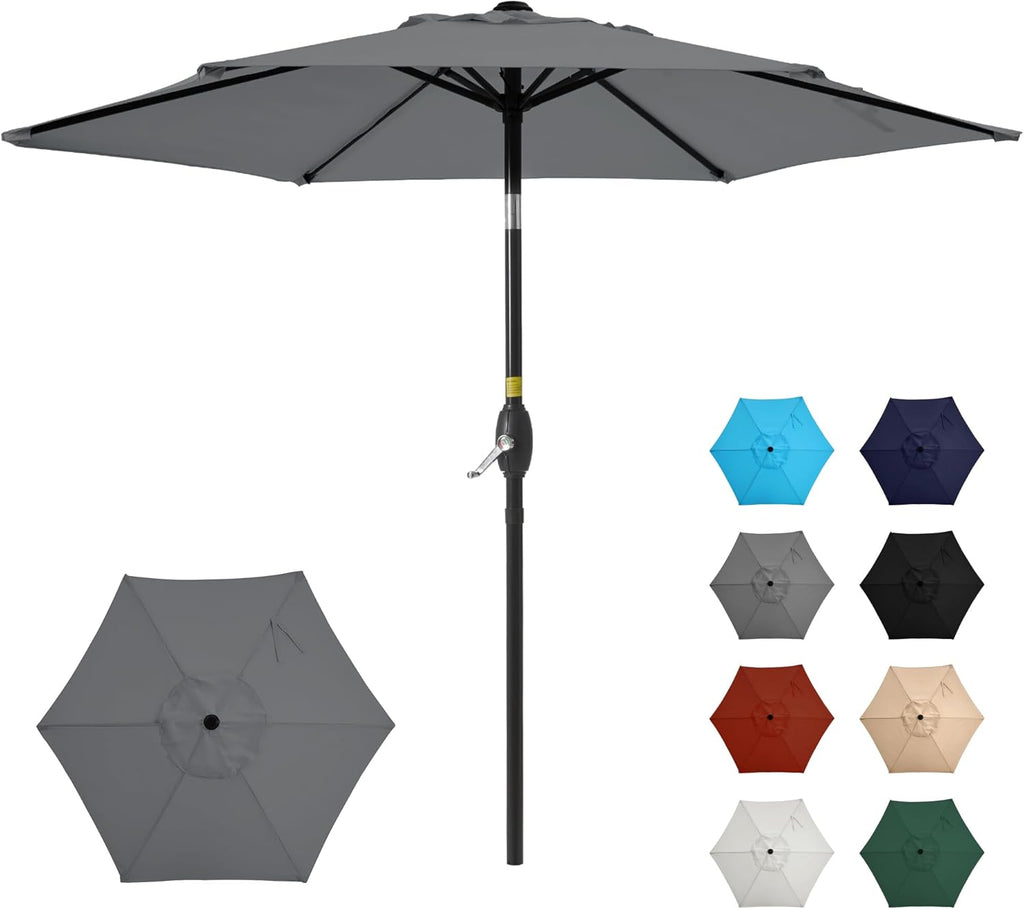 SUNVIVI OUTDOOR Outdoor Patio Umbrella, Patio Umbrella, Market Umbrella, Large Outdoor Umbrella, Metal Pole Umbrella with Push Button Tilt and Crank, Polyester Canopy