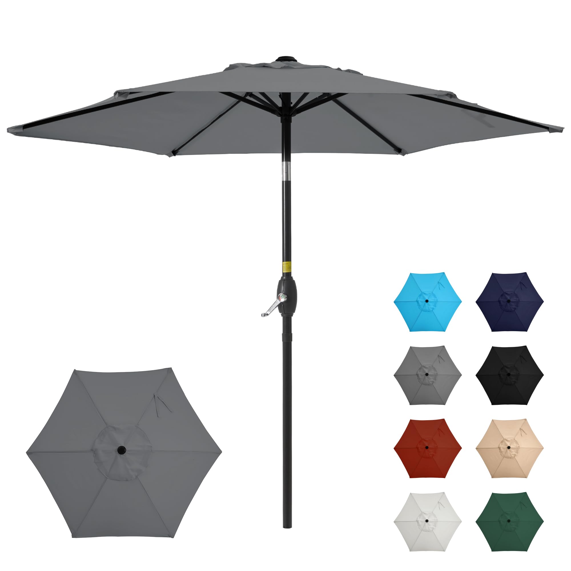 SUNVIVI OUTDOOR Outdoor Patio Umbrella, Patio Umbrella, Market Umbrella, Large Outdoor Umbrella, Metal Pole Umbrella with Push Button Tilt and Crank, Polyester Canopy