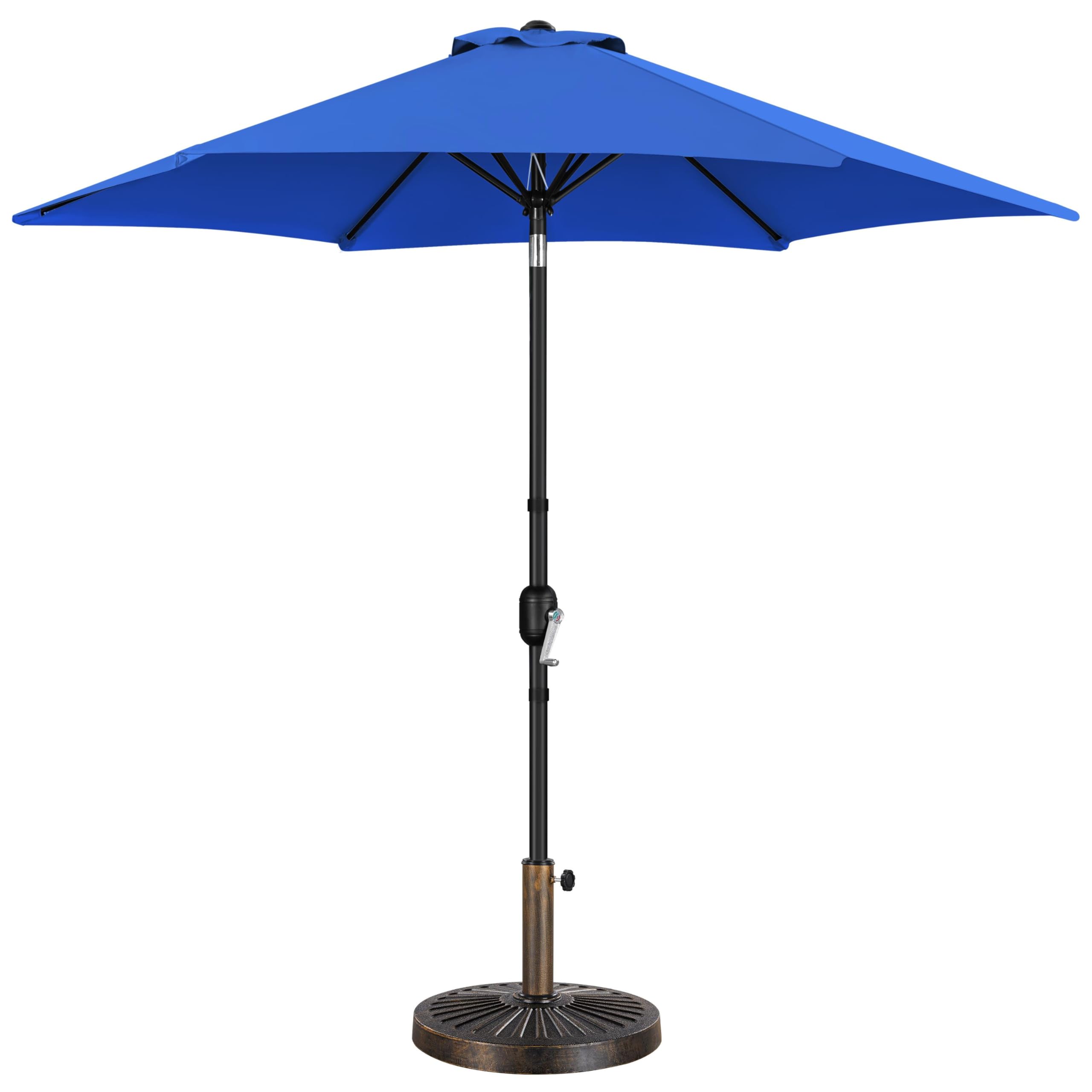 Yaheetech 9FT Patio Umbrella Outdoor with Heavy Duty Base Included,Table Umbrella with Push Button Tilt and Crank, UV Protection Waterproof for Yard/Outdoor/Wedding Parties and Events - Tan