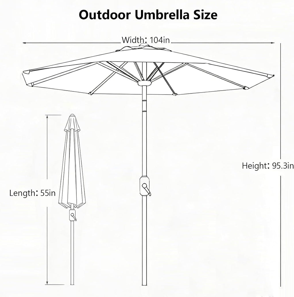 9FT Patio Umbrella - Wind Resistant Outdoor Market Umbrella with Waterproof 180G PG Fabric, UPF 50+ Sun Protection, Heavy Duty Aluminum Pole for Garden, Beach, Deck, Backyard, Red