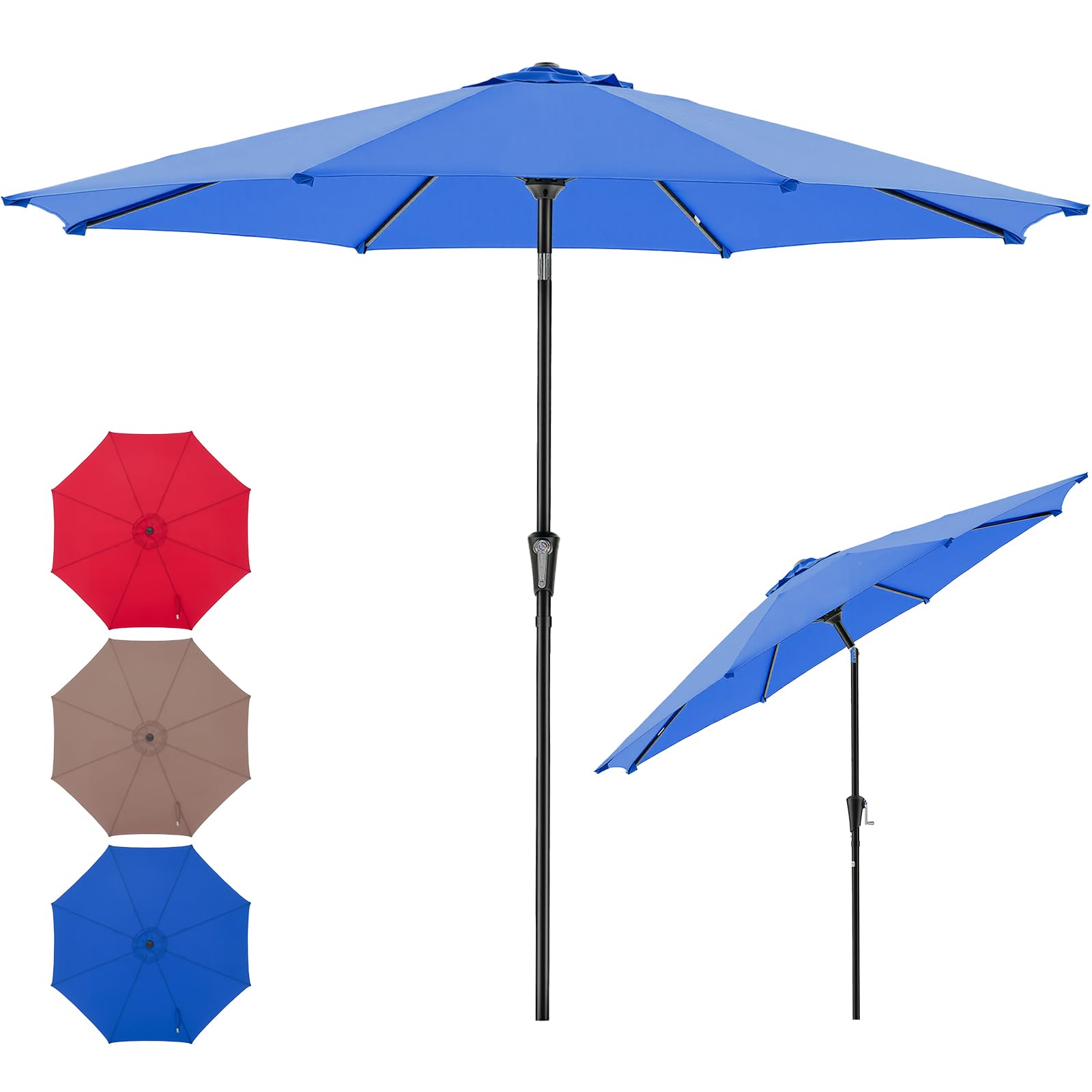 NEWBULIG Patio Umbrella, Outdoor Table Umbrellas with Push Button Tilt and Crank, Sturdy Ribs, Waterproof, UV Protection and Fade Resistant, for Pool, Garden, Market, Backyard