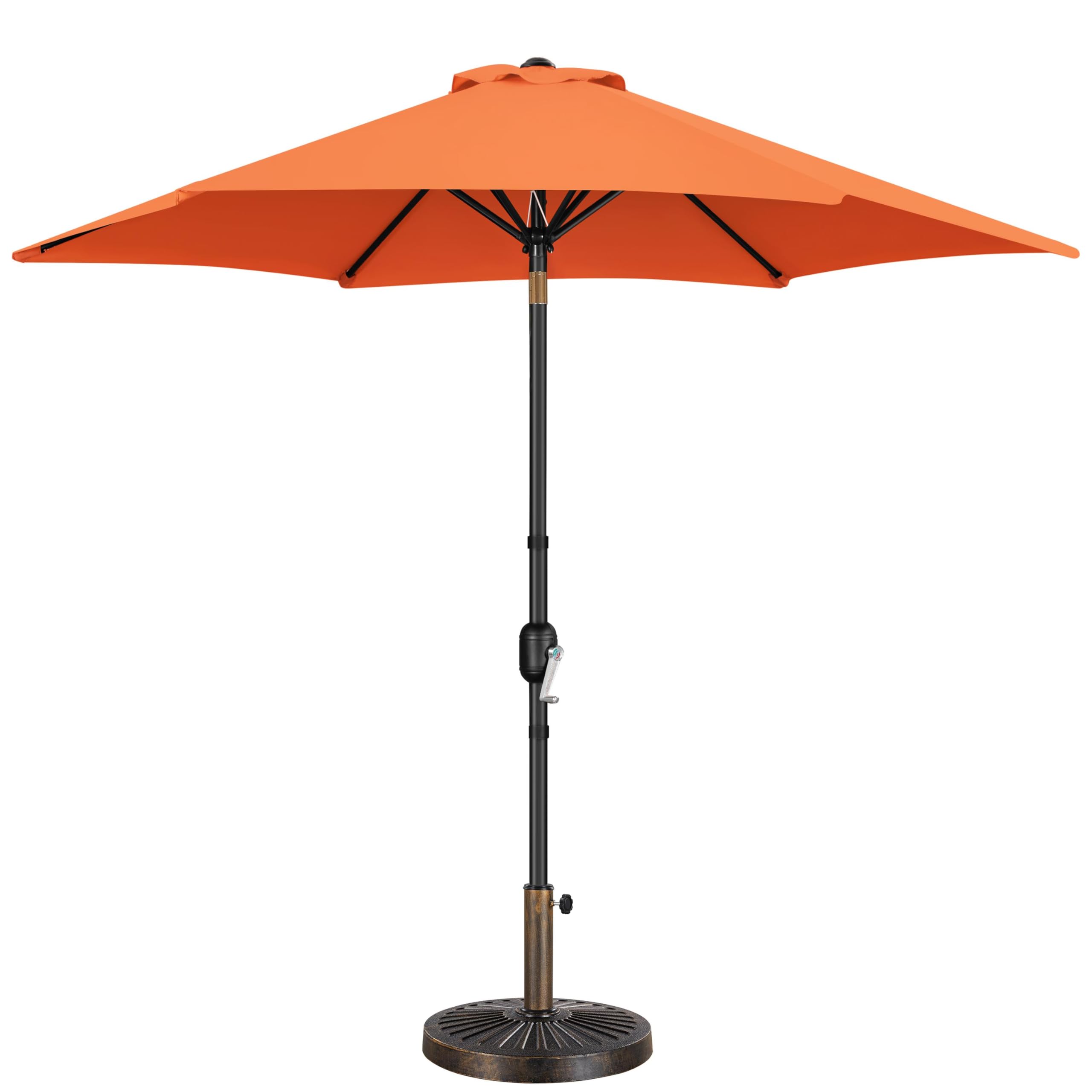 Yaheetech 9FT Patio Umbrella Outdoor with Heavy Duty Base Included,Table Umbrella with Push Button Tilt and Crank, UV Protection Waterproof for Yard/Outdoor/Wedding Parties and Events - Tan