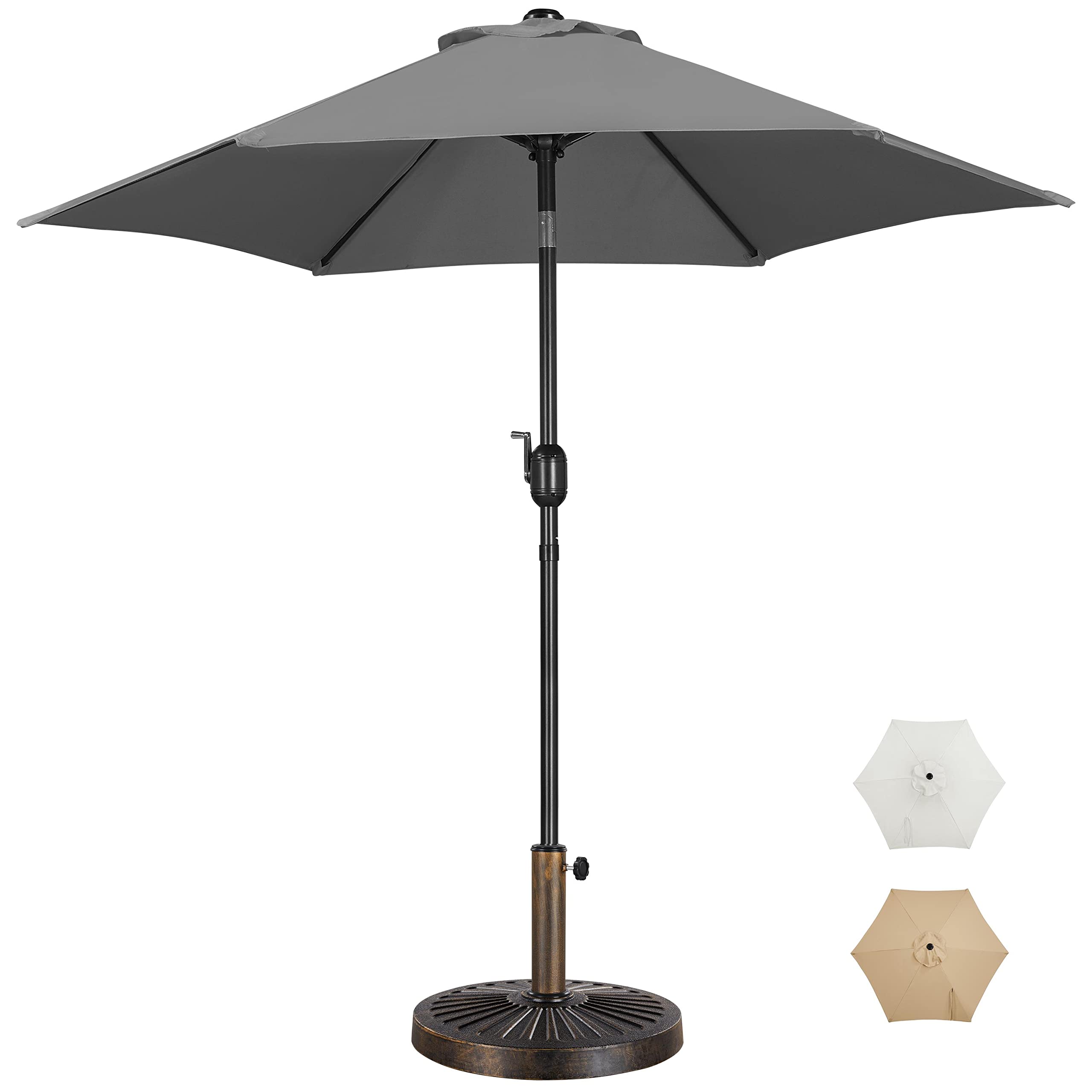 Yaheetech 9FT Patio Umbrella Outdoor with Heavy Duty Base Included,Table Umbrella with Push Button Tilt and Crank, UV Protection Waterproof for Yard/Outdoor/Wedding Parties and Events - Tan