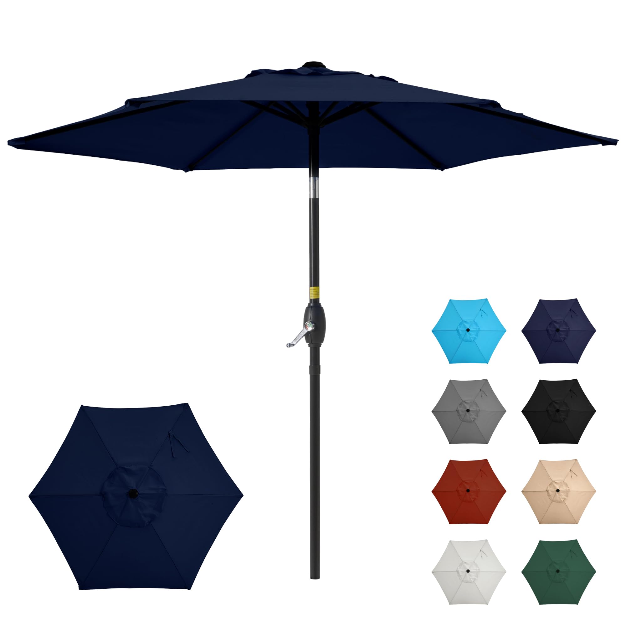SUNVIVI OUTDOOR Outdoor Patio Umbrella, Patio Umbrella, Market Umbrella, Large Outdoor Umbrella, Metal Pole Umbrella with Push Button Tilt and Crank, Polyester Canopy