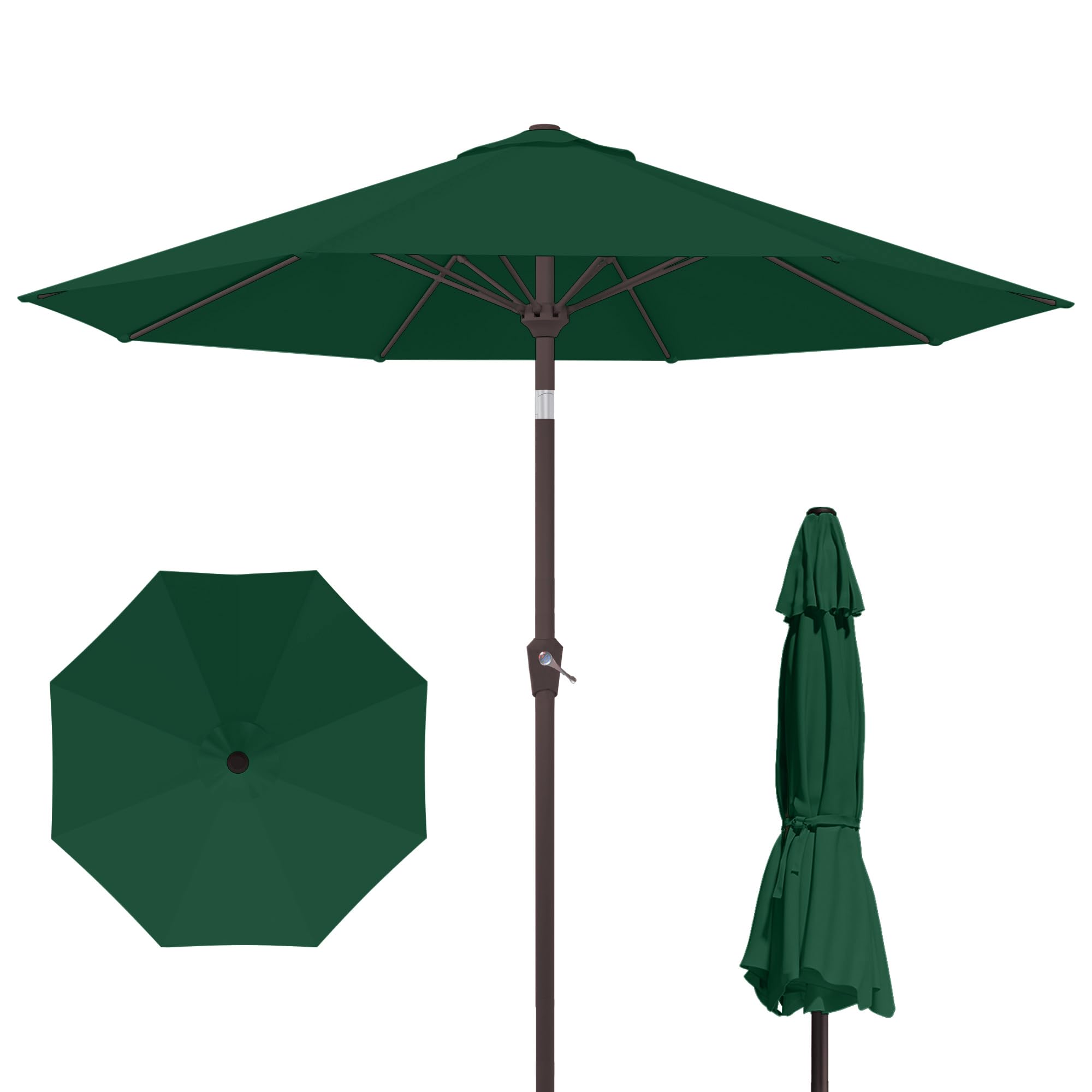 Kingdura 9FT Outdoor Patio Umbrella, Market Table Umbrella with Push Button Tilt and Crank, 8 Sturdy Fiberglass Ribs, UV Protection for Pool, Lawn, Deck, Backyard, Garden (Beige)