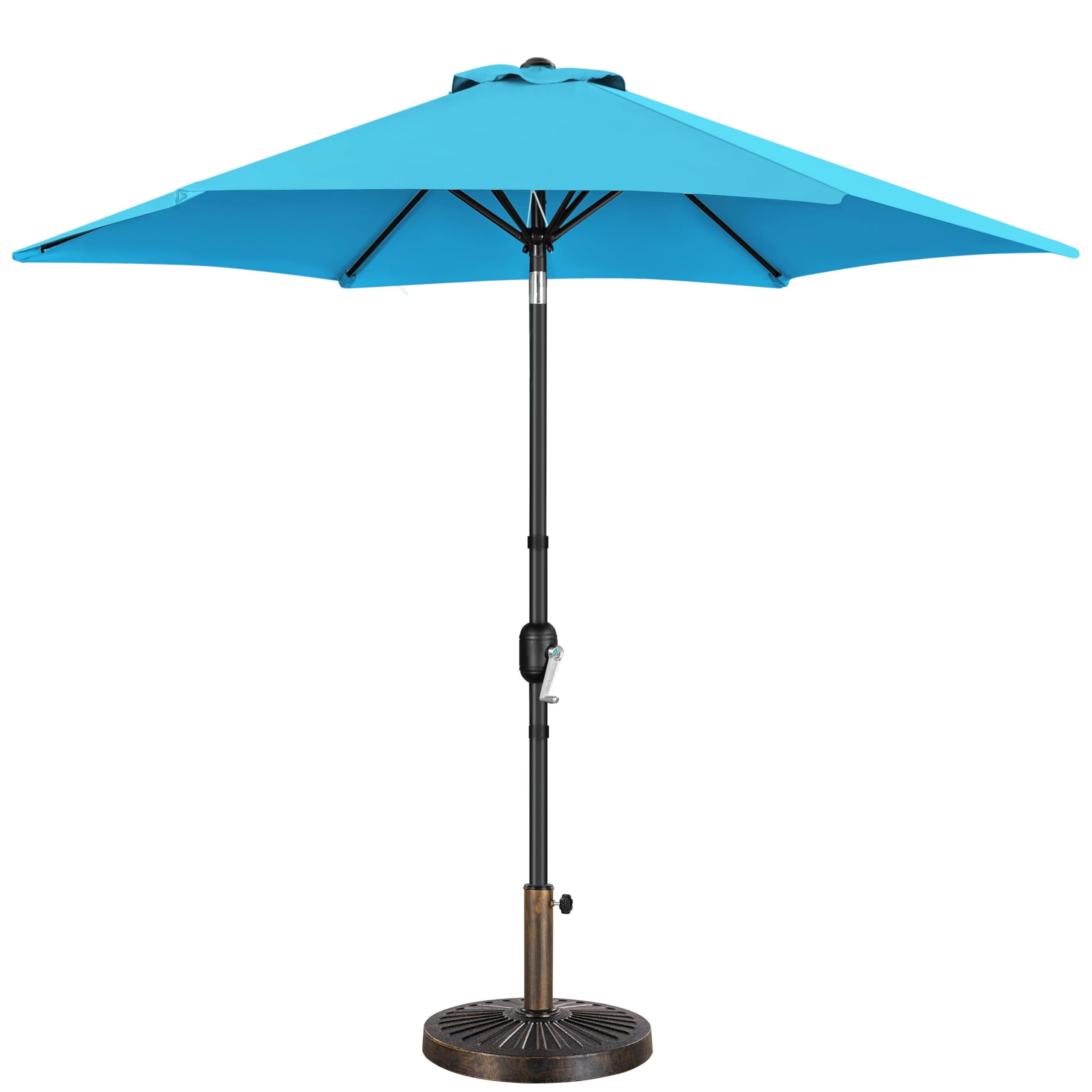 Yaheetech 9FT Patio Umbrella Outdoor with Heavy Duty Base Included,Table Umbrella with Push Button Tilt and Crank, UV Protection Waterproof for Yard/Outdoor/Wedding Parties and Events - Tan