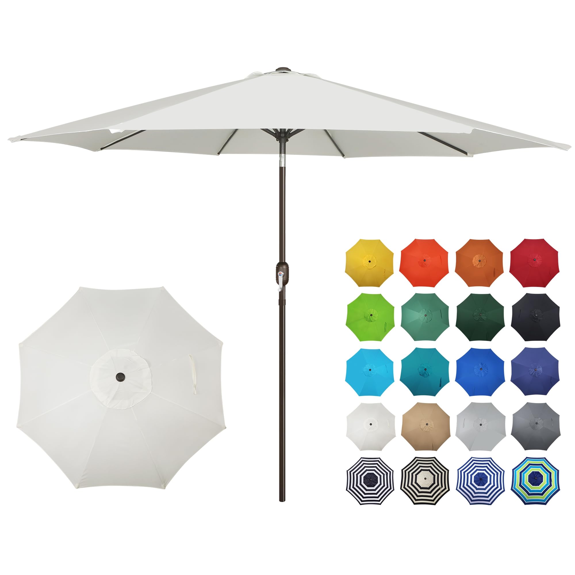 Blissun 10FT Outdoor Patio Umbrella, Outdoor Table Umbrella, Yard Umbrella, Market Umbrella with 8 Sturdy Ribs, Push Button Tilt and Crank